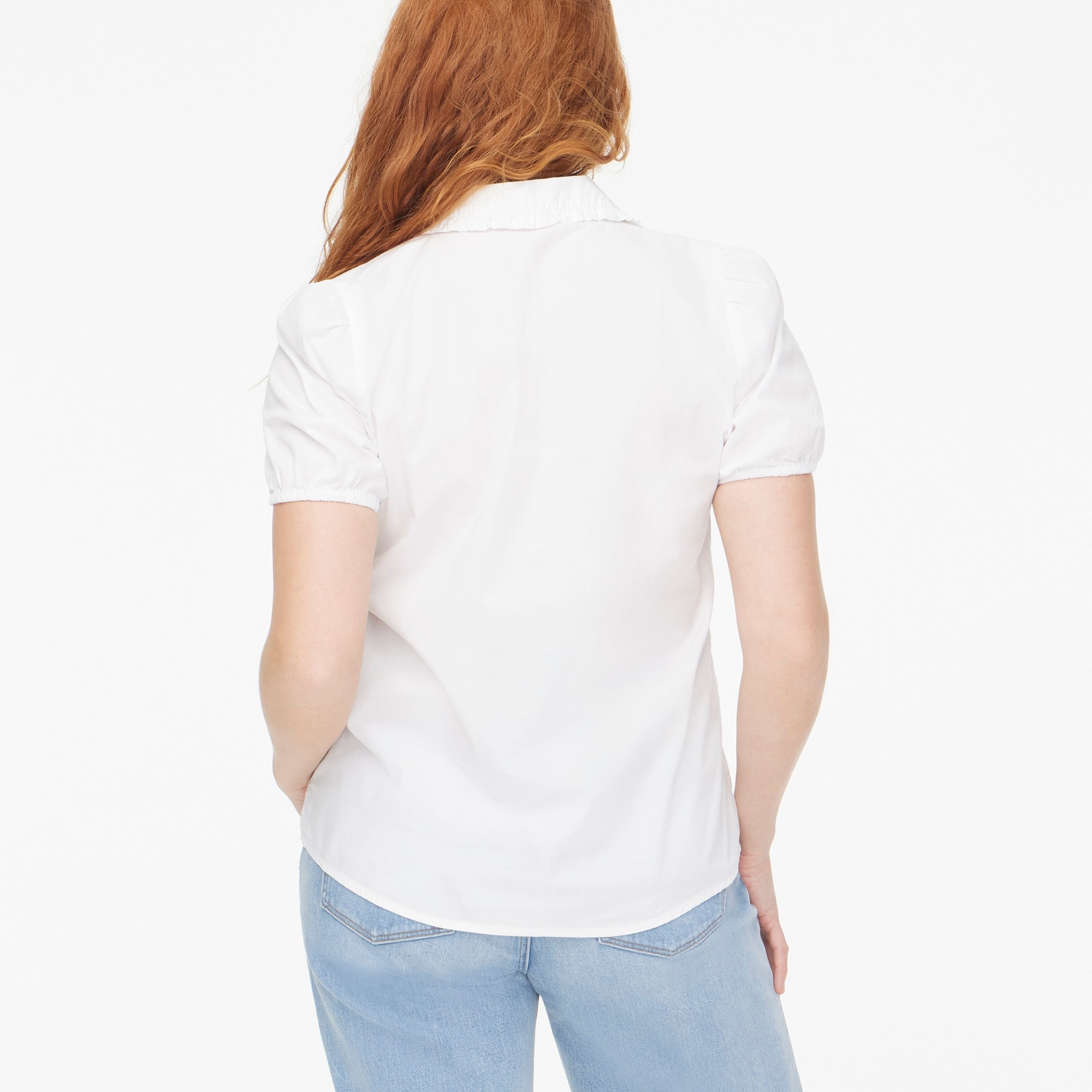 最新入荷 Factory: Puff-sleeve Ruffle-collar Top For Women トップス