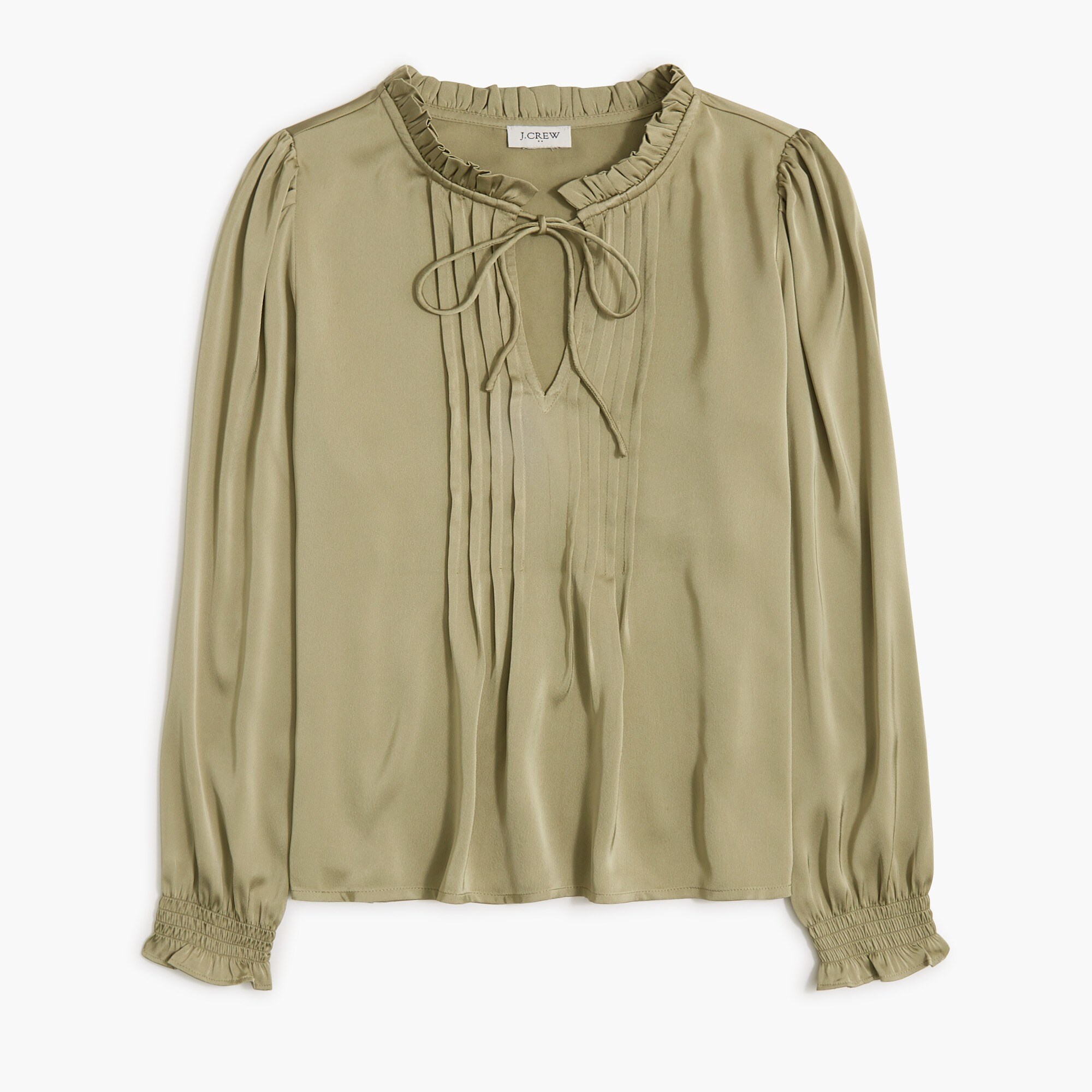 Ruffleneck pintuck blouse