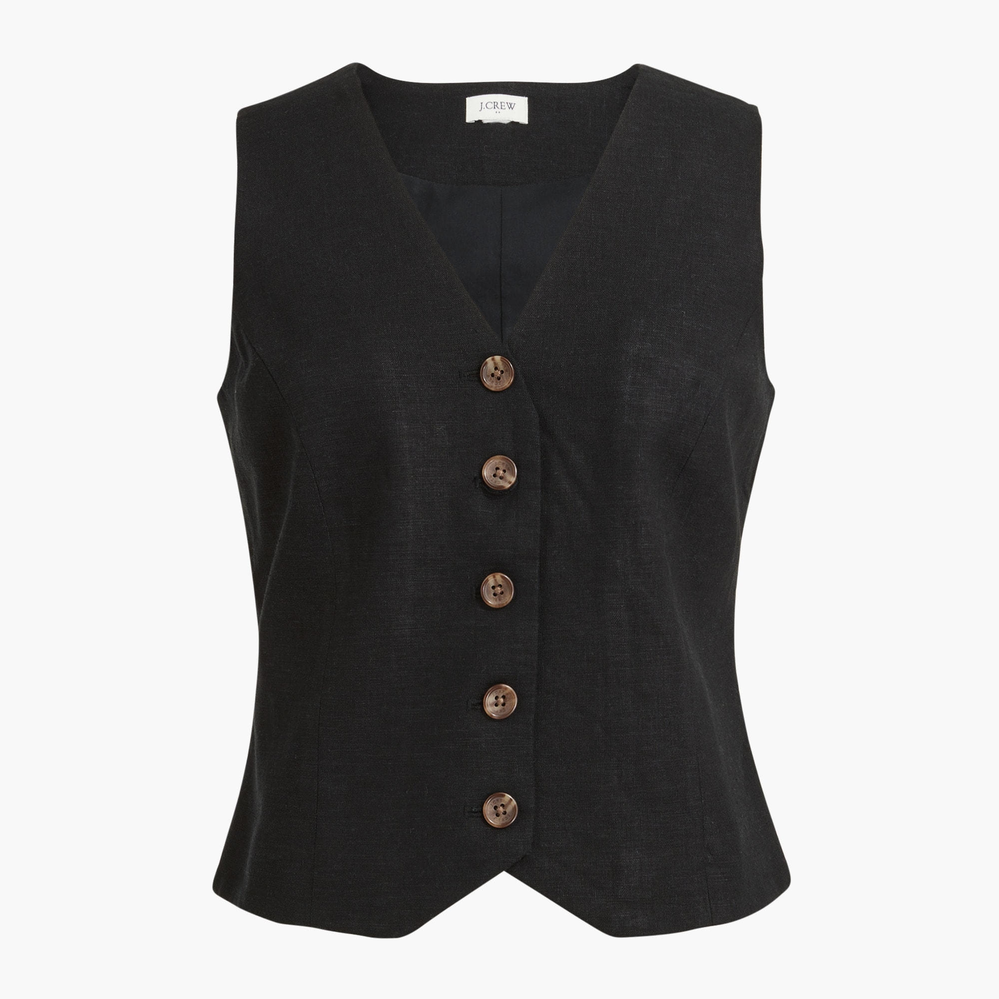 Button-front linen-blend vest