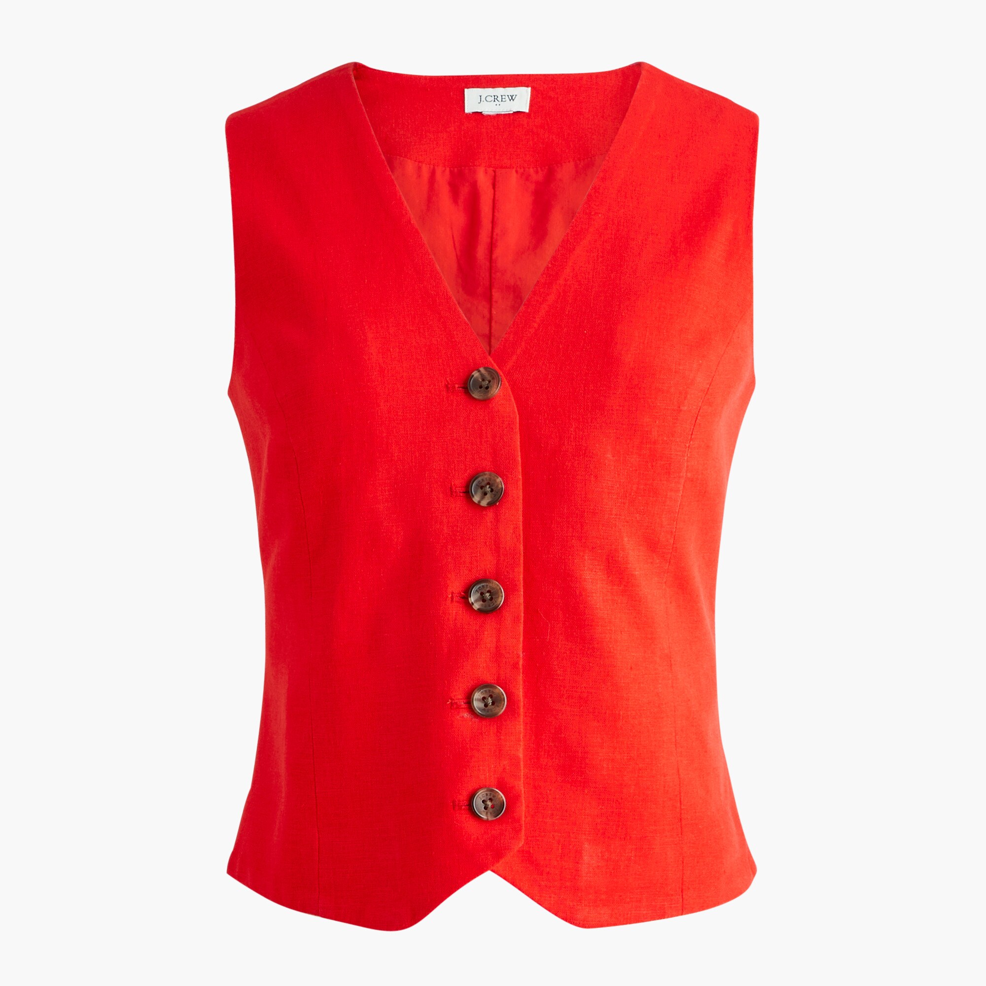 Button-front linen-blend vest