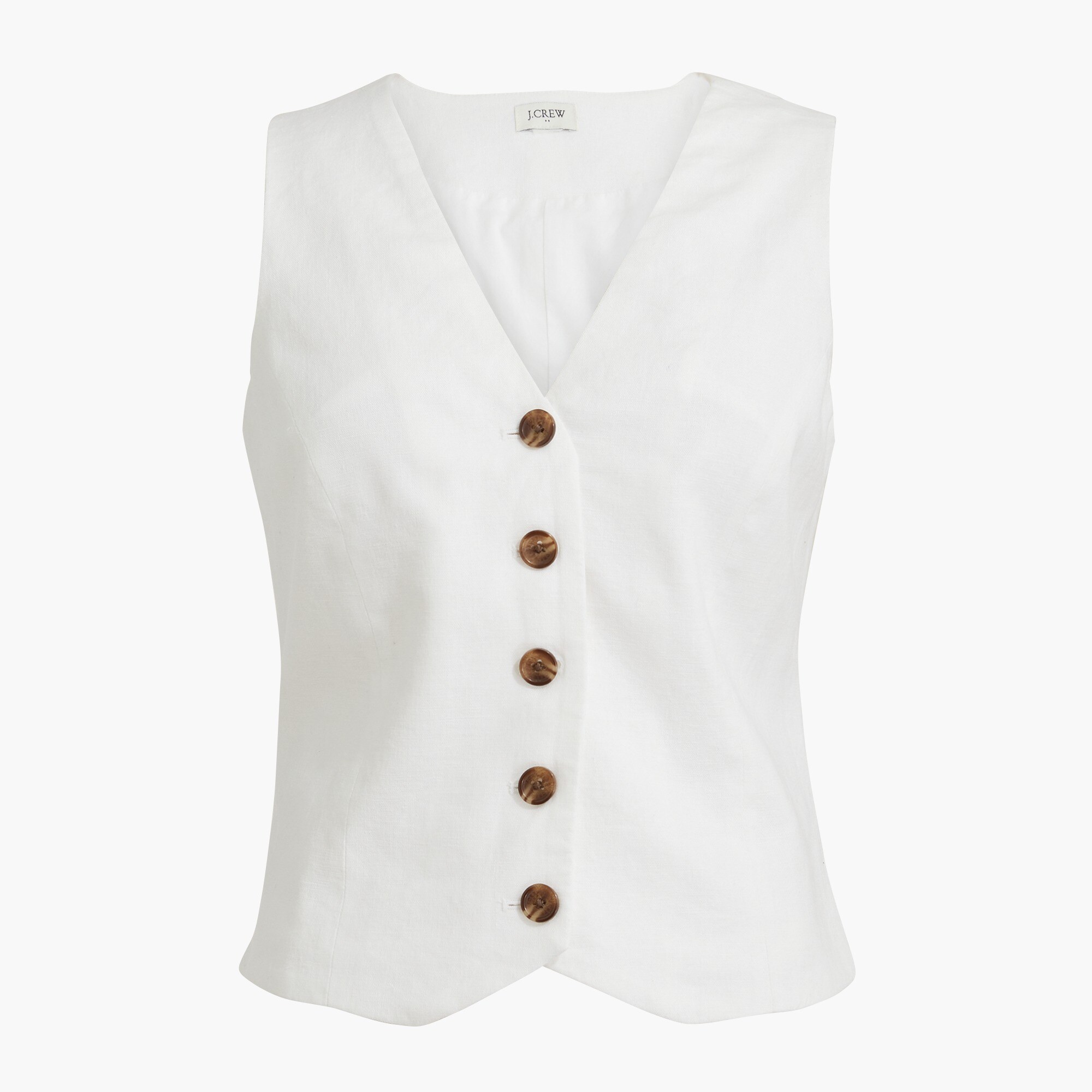 Button-front linen-blend vest