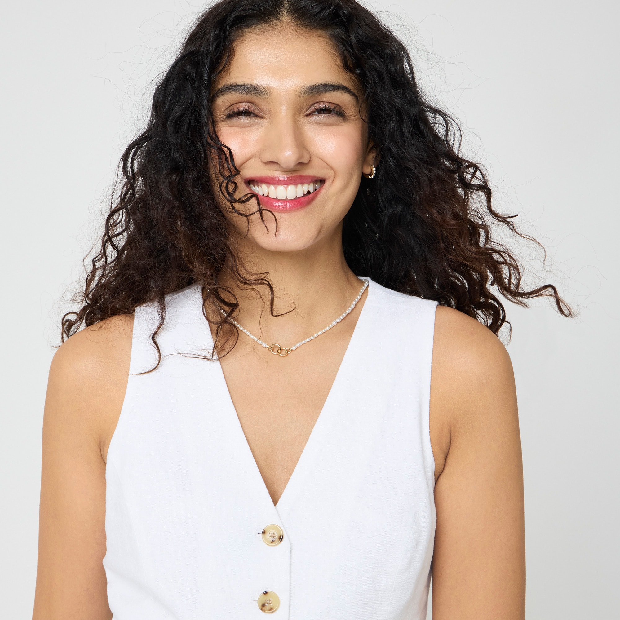 Button-front linen-blend vest
