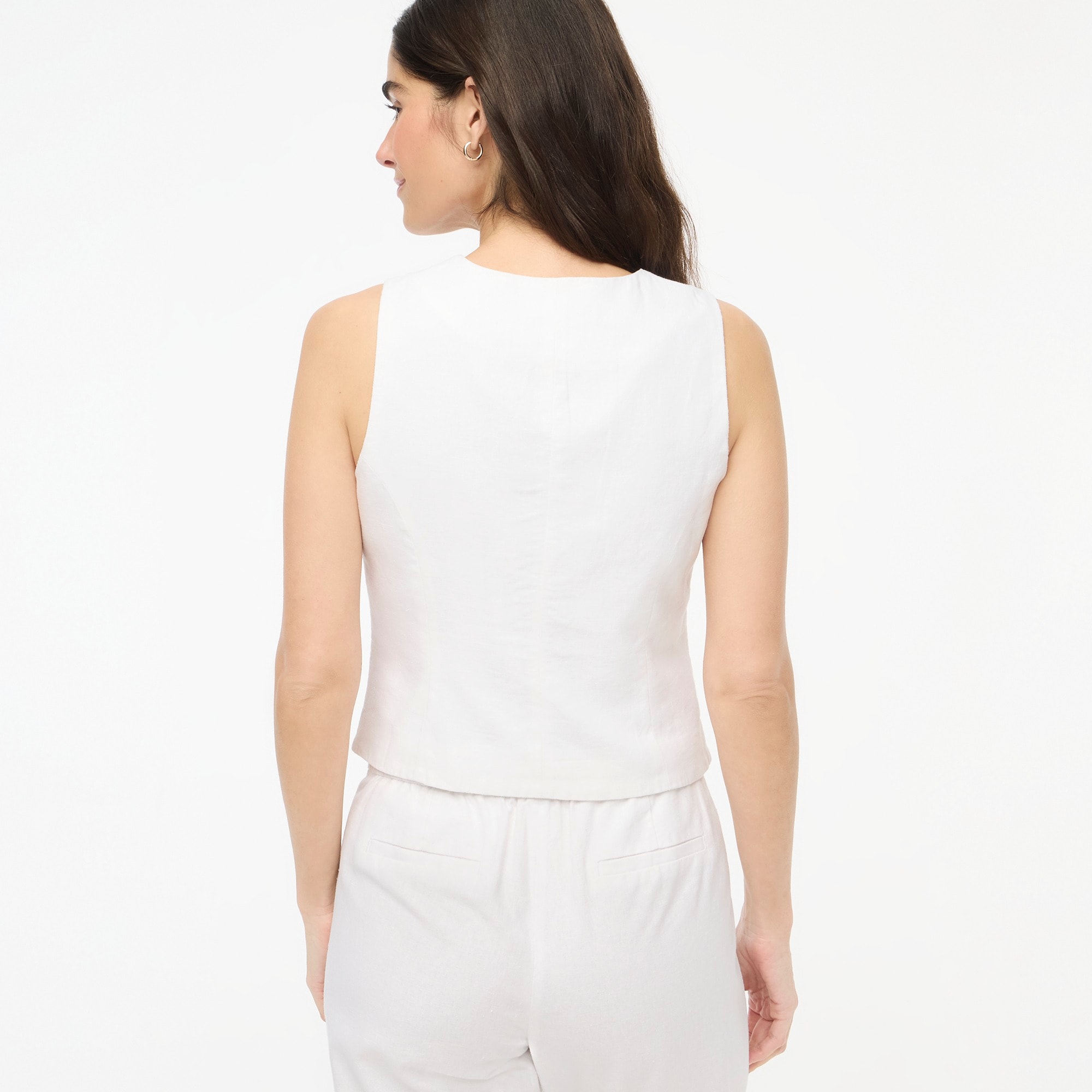 Button-front linen-blend vest