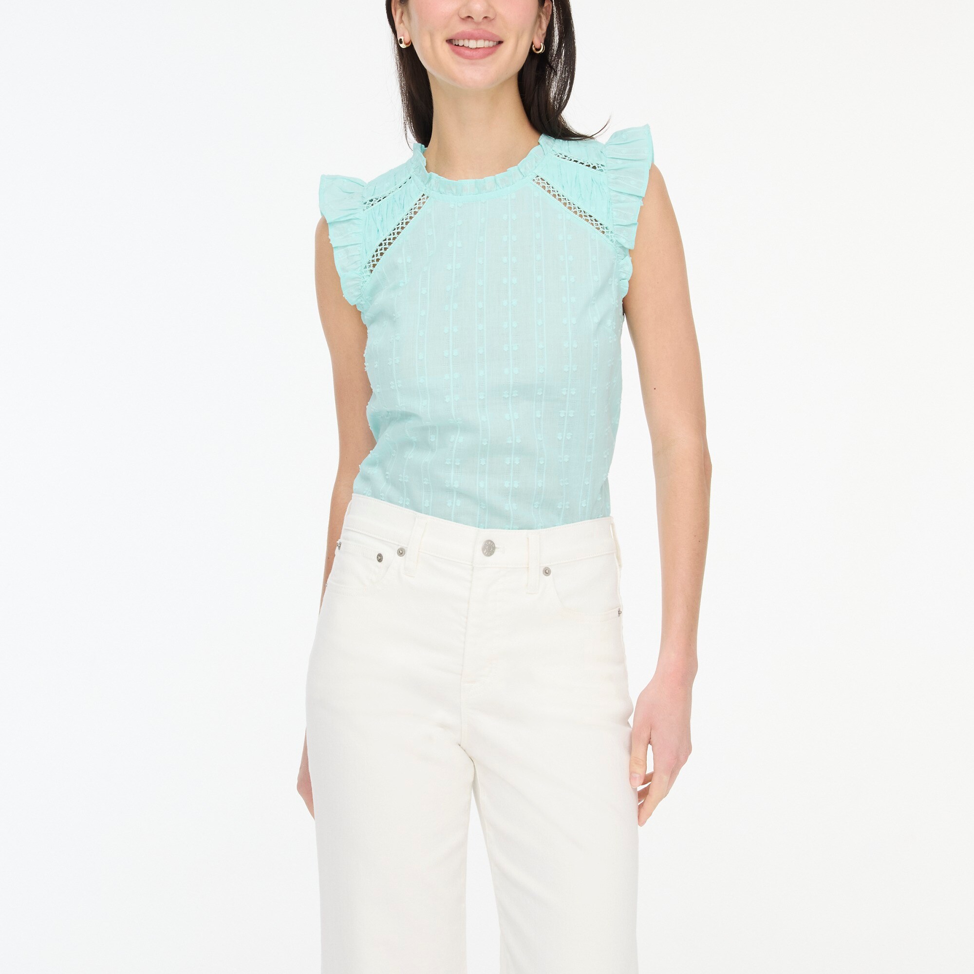 womens Flutter-sleeve cotton clip top