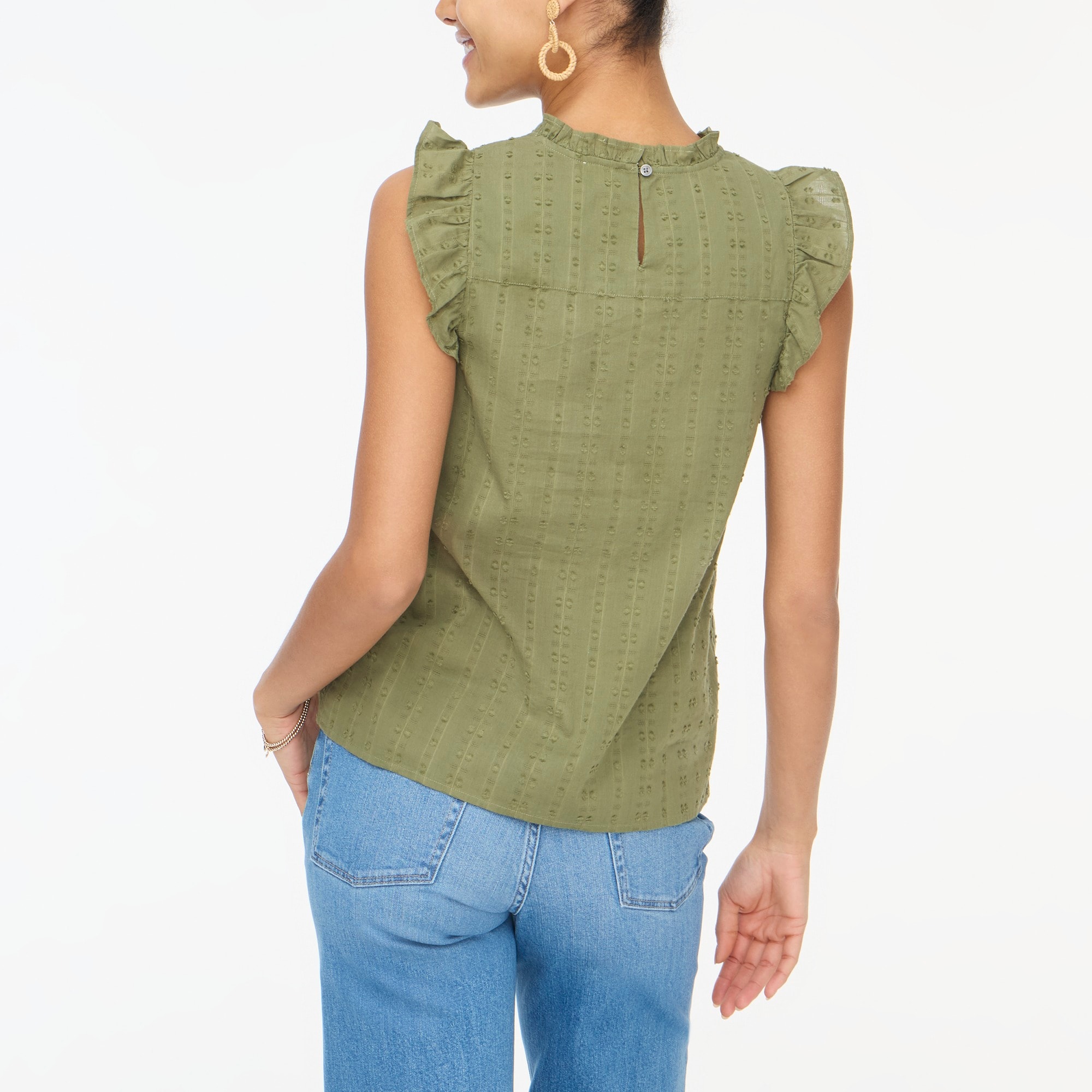 Flutter-sleeve cotton clip top
