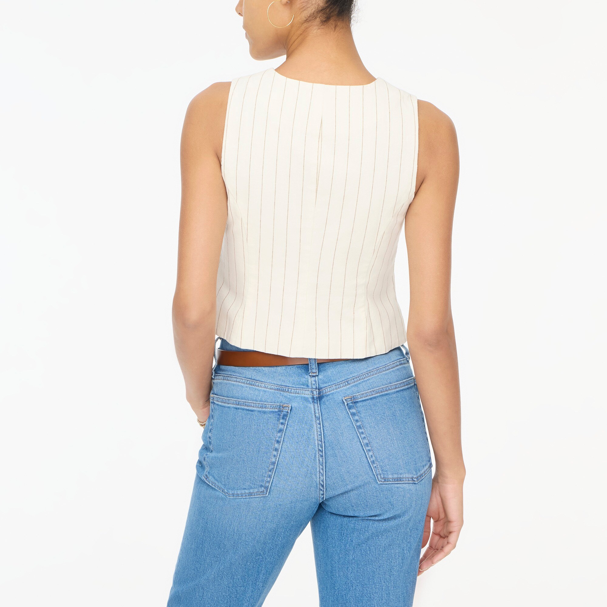 Striped linen-blend vest
