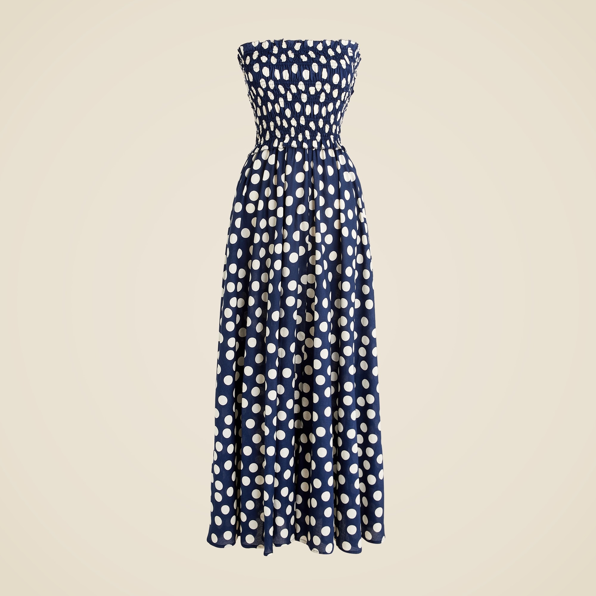 womens Smocked maxi dress in cotton voile