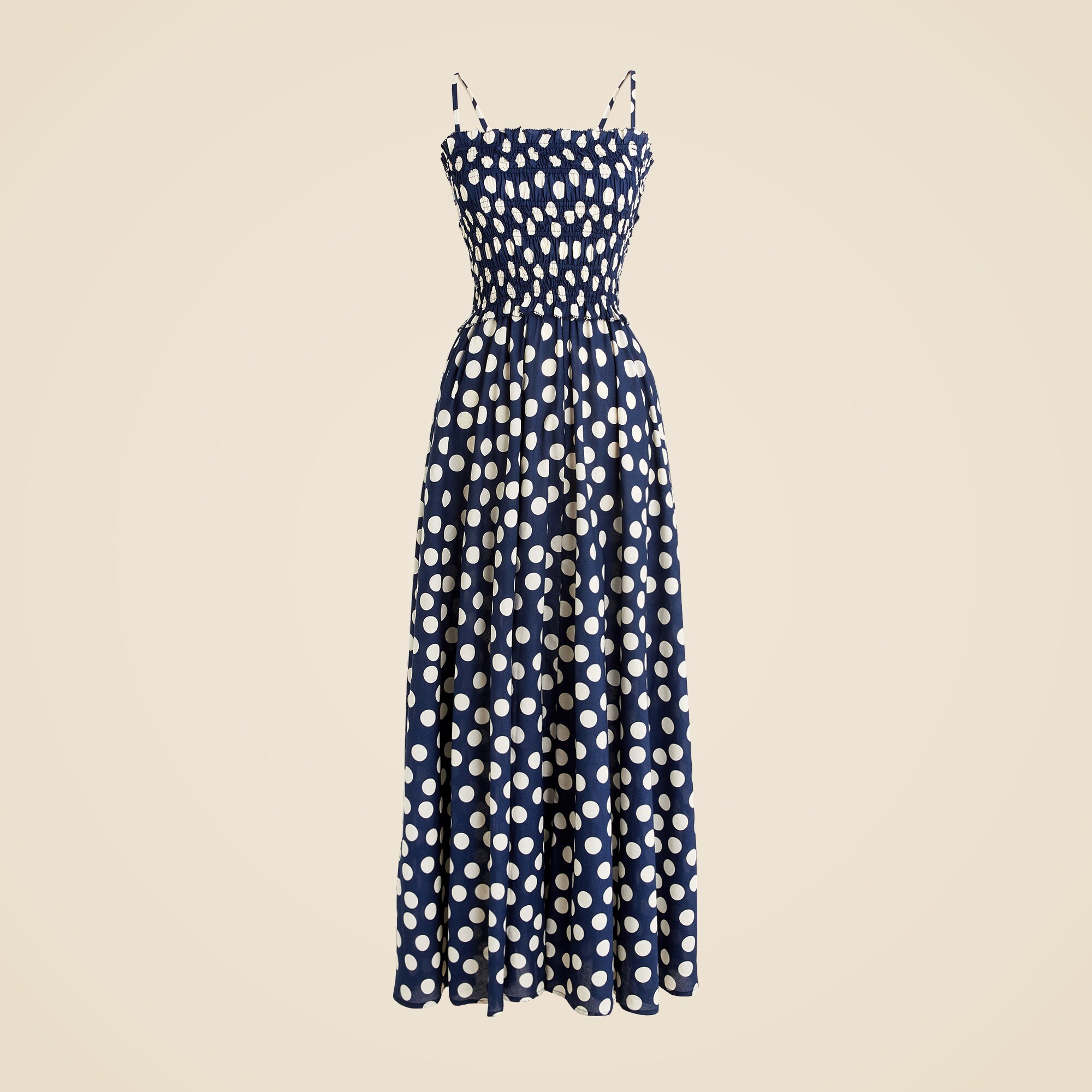 Smocked maxi dress in cotton voile