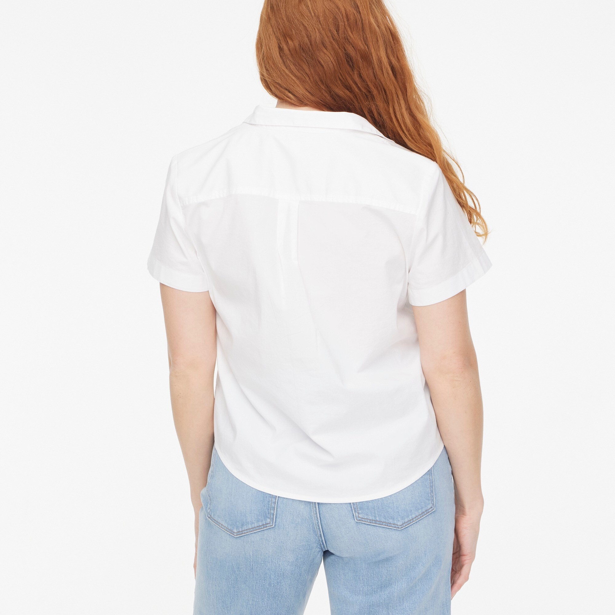 Short-sleeve poplin popover top