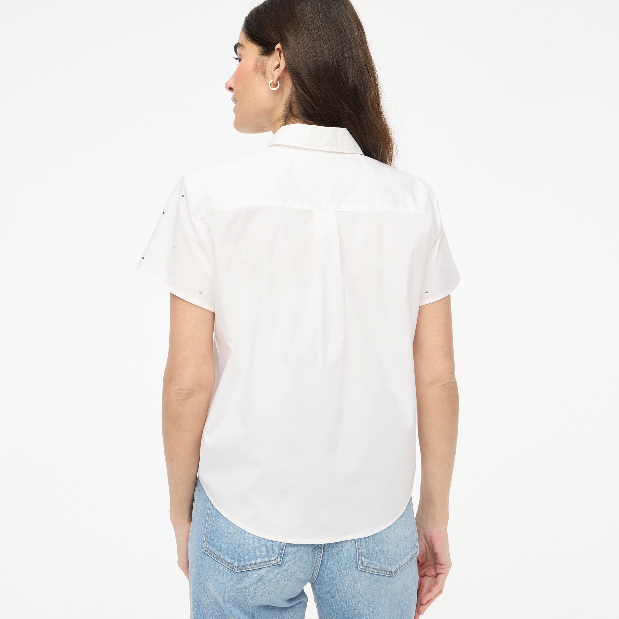 Jeweled short-sleeve button-up shirt