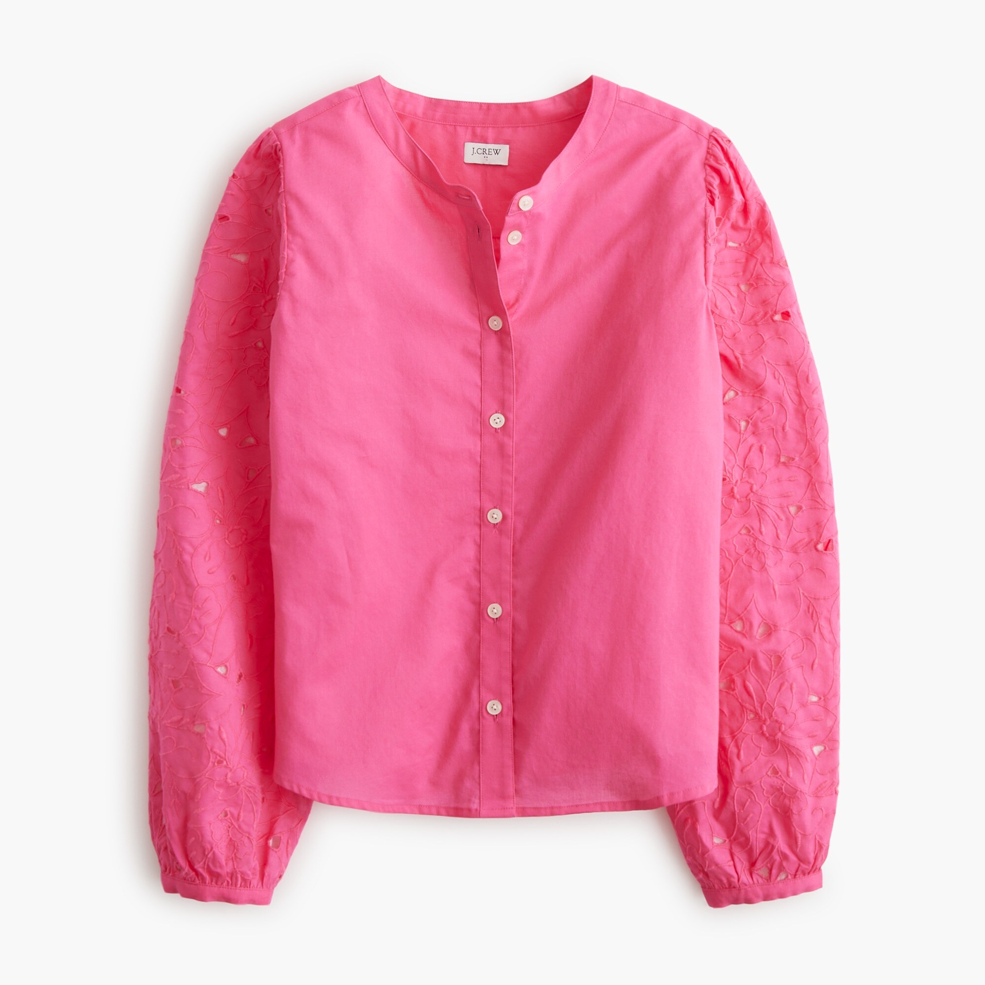womens Eyelet-sleeve button-front top