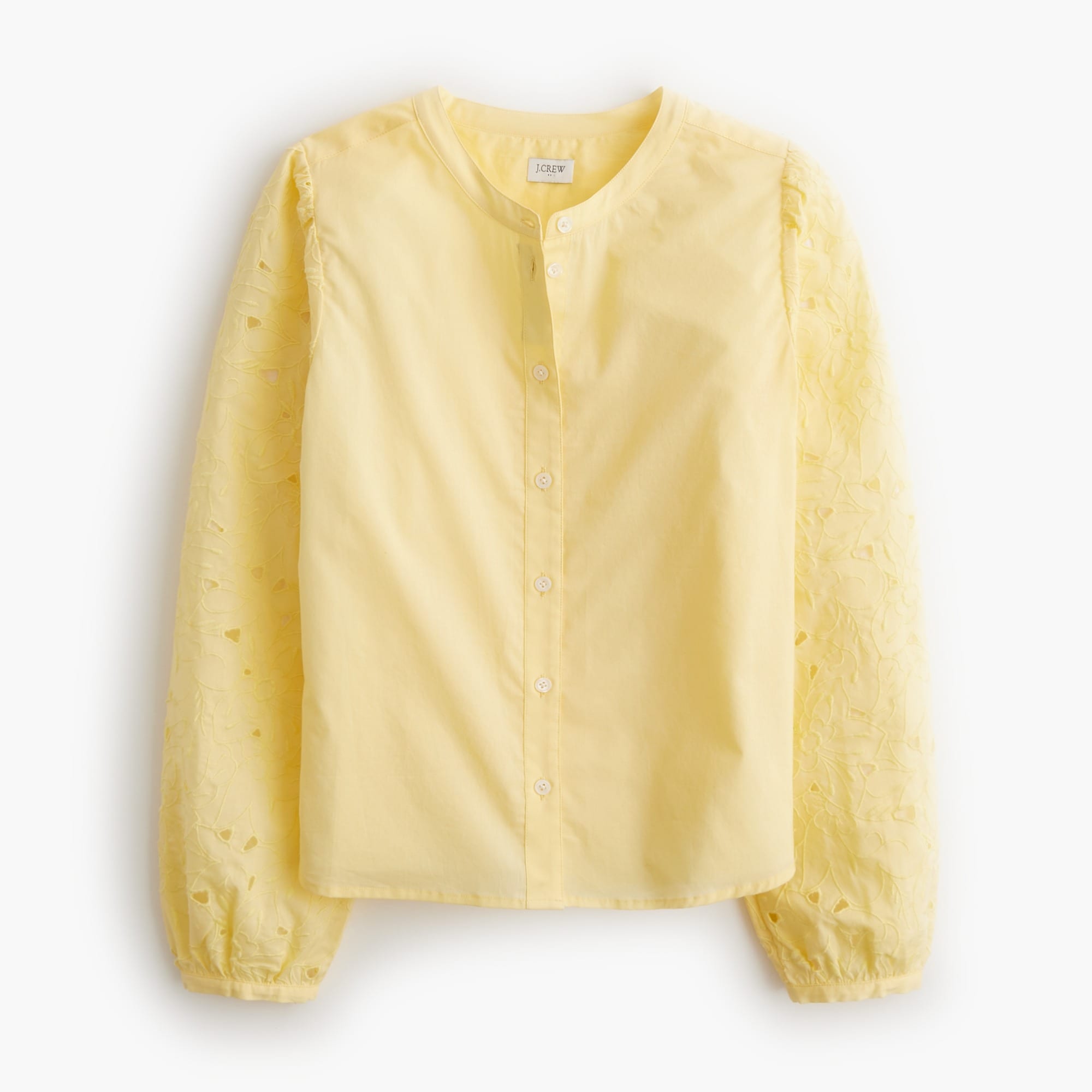 womens Eyelet-sleeve button-front top