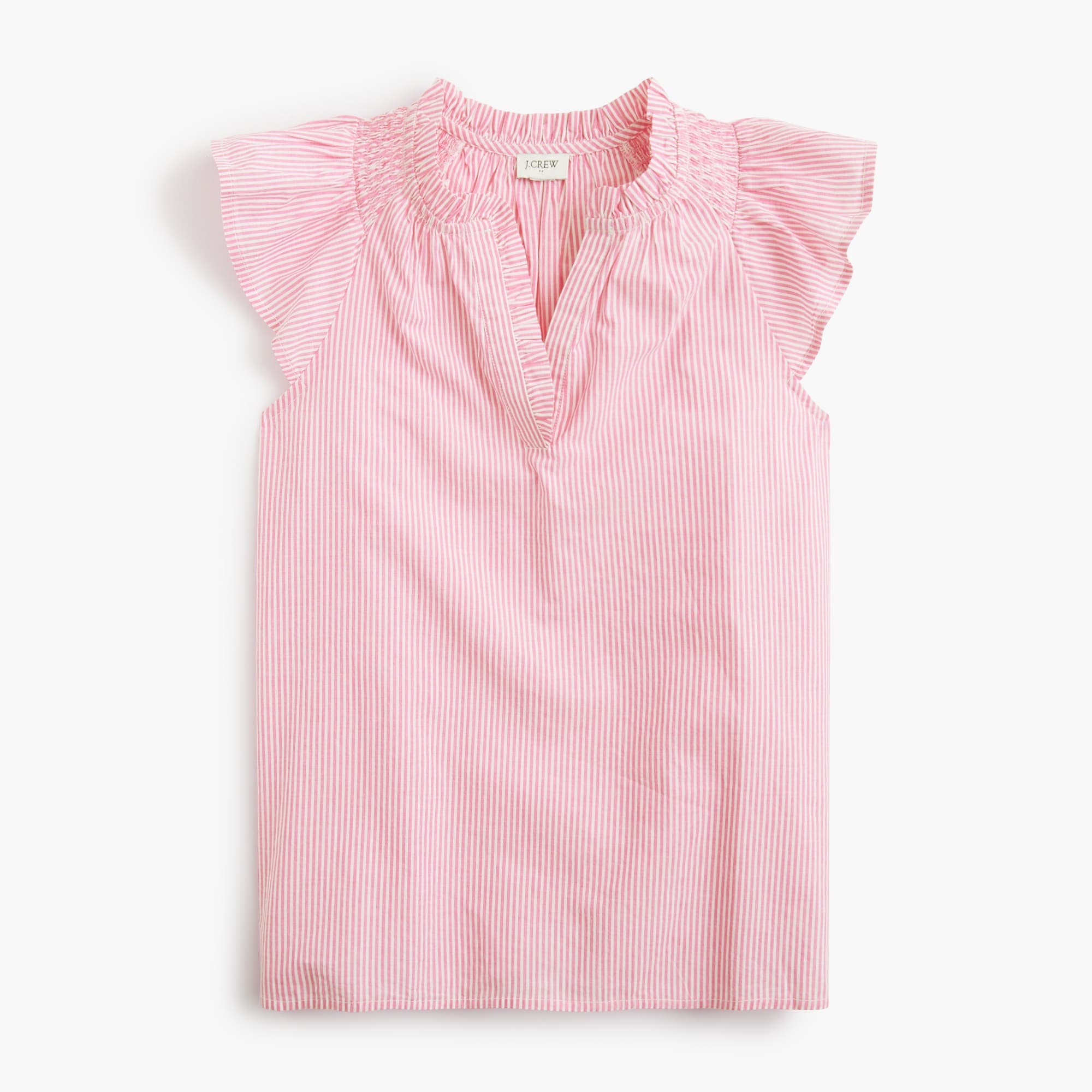 Striped flutter-sleeve top