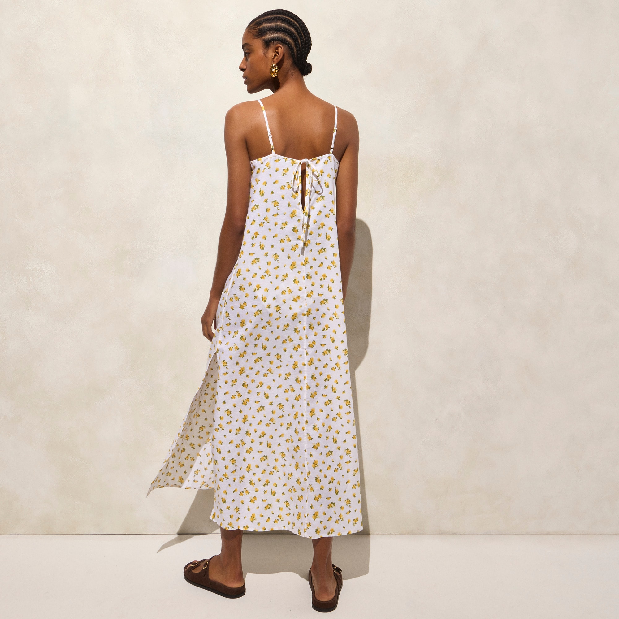 Linen-cotton blend tie-back midi dress - image 4
