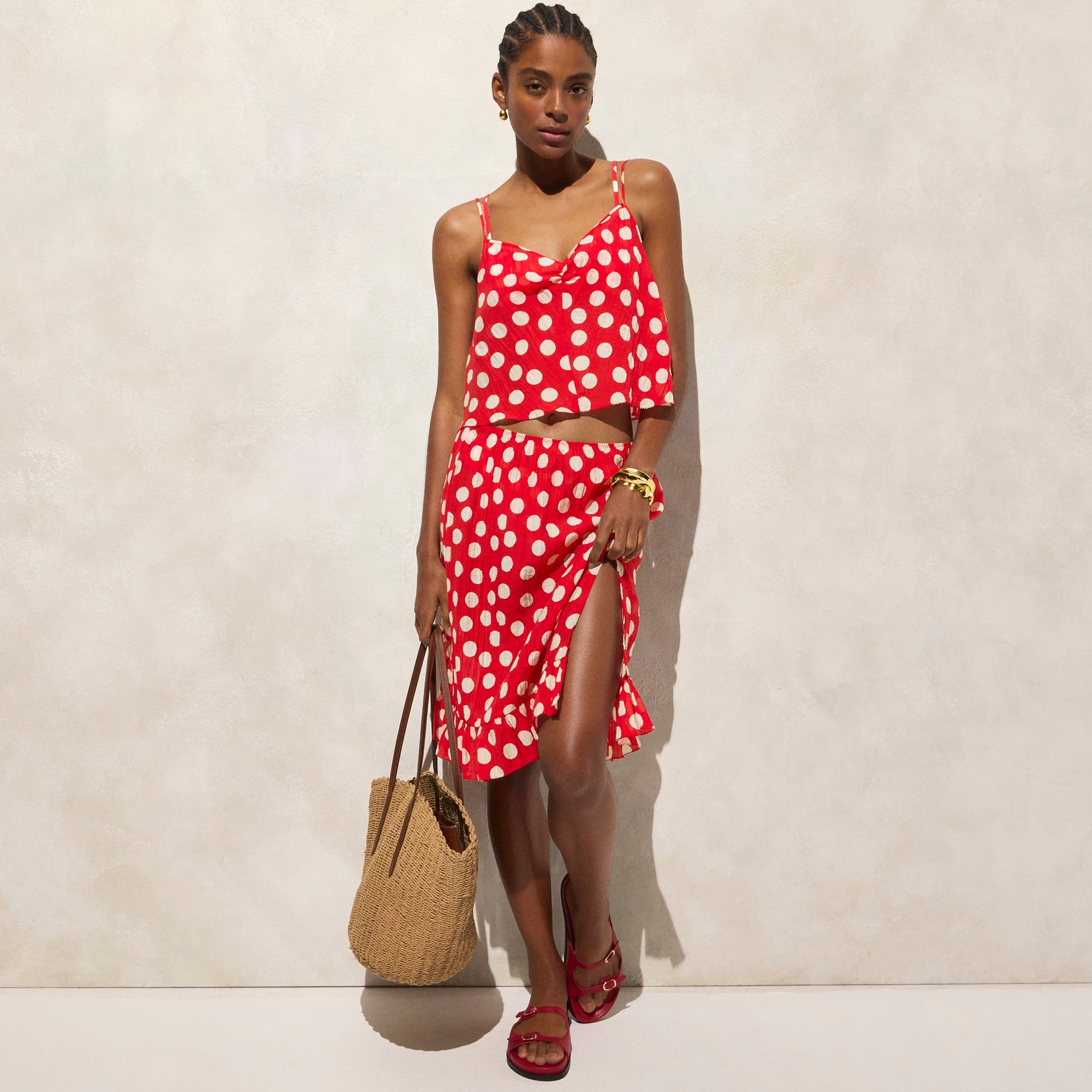  Crinkled camisole in dot print