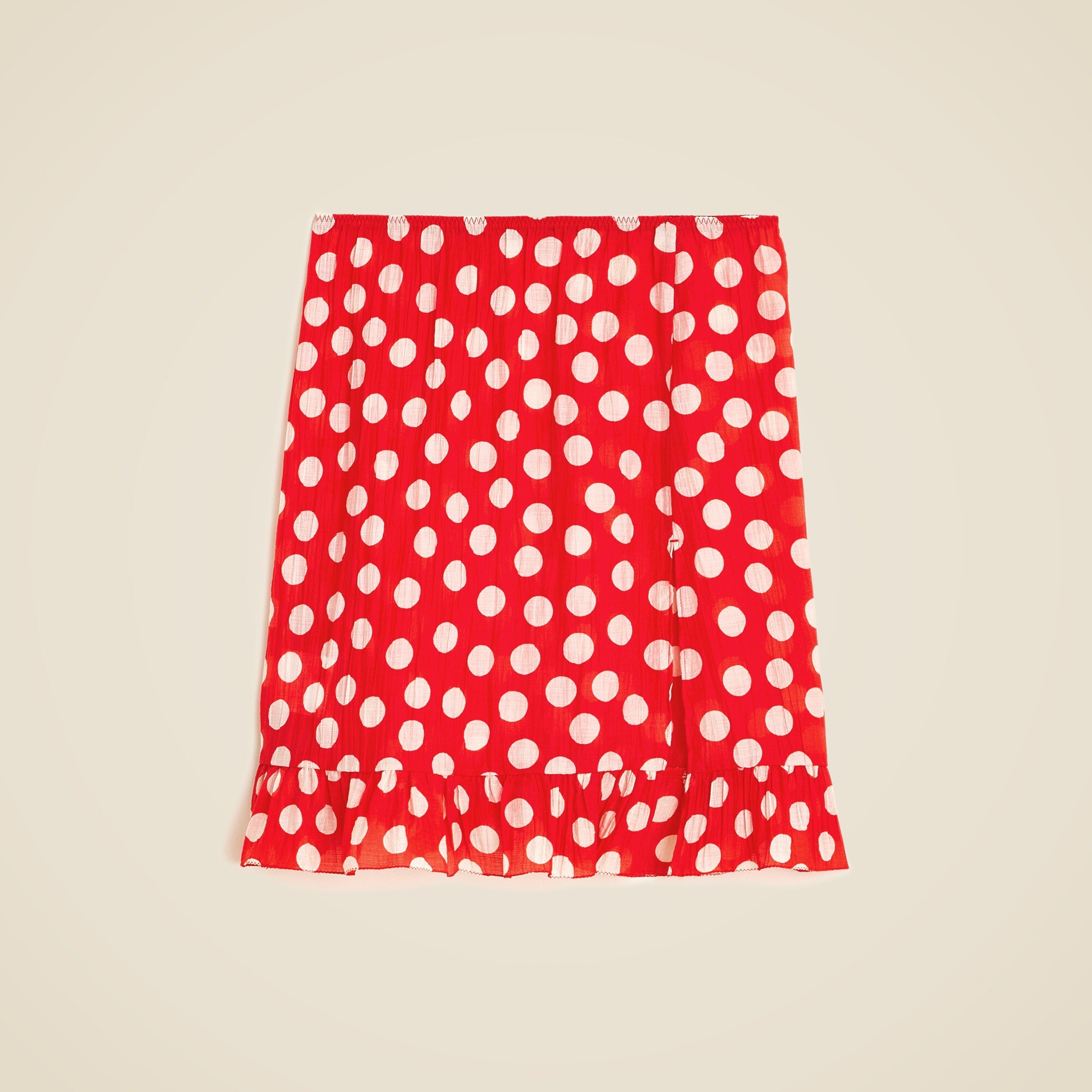 womens Crinkled ruffle-trim skirt in polka-dot print
