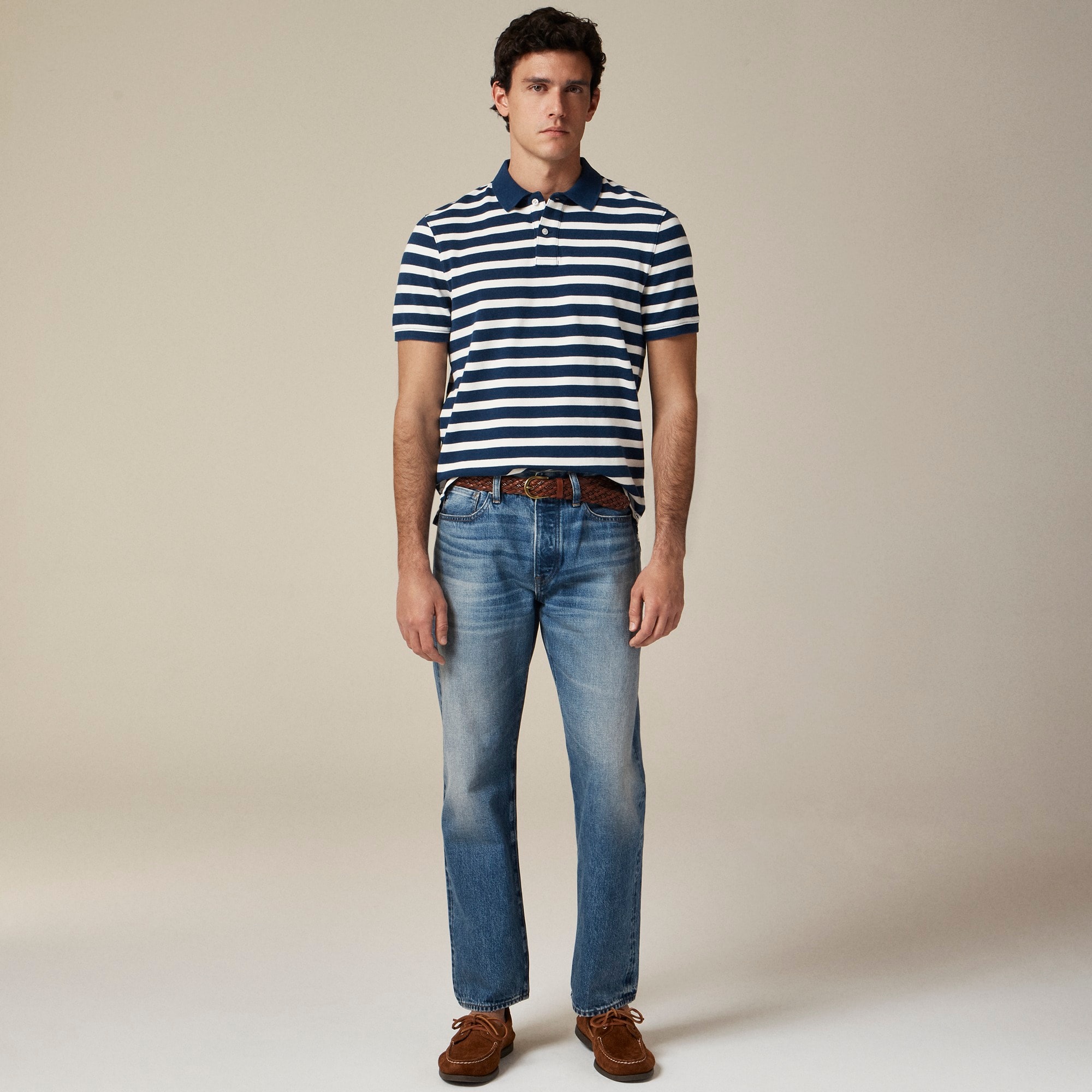 Washed piqué polo shirt in stripe