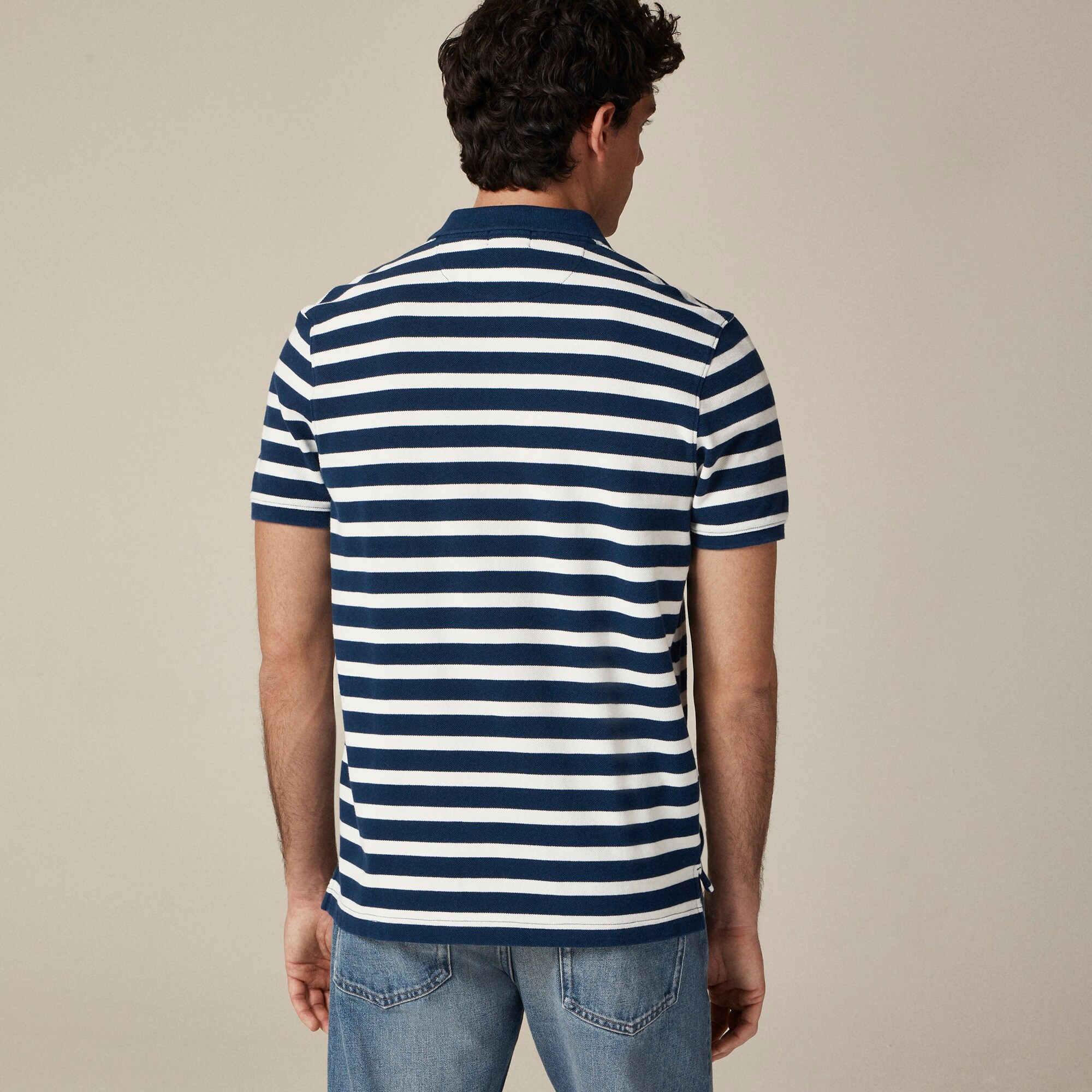 Washed piqué polo shirt in stripe