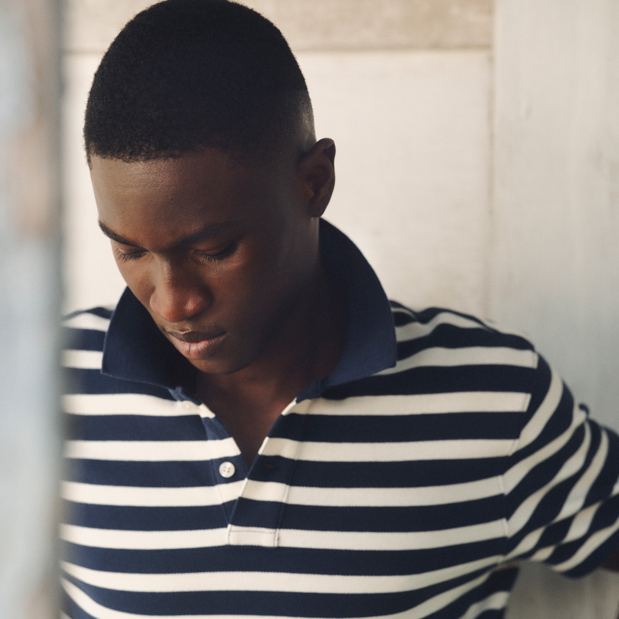 Washed piqué polo shirt in stripe