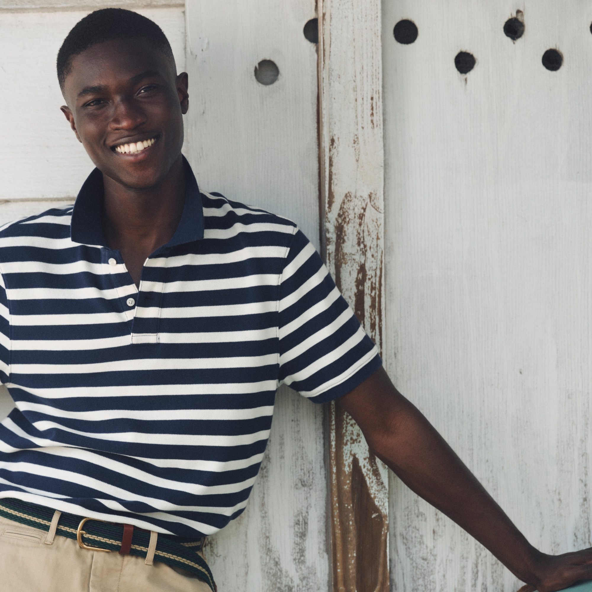 mens Washed piqu&eacute; polo shirt in stripe
