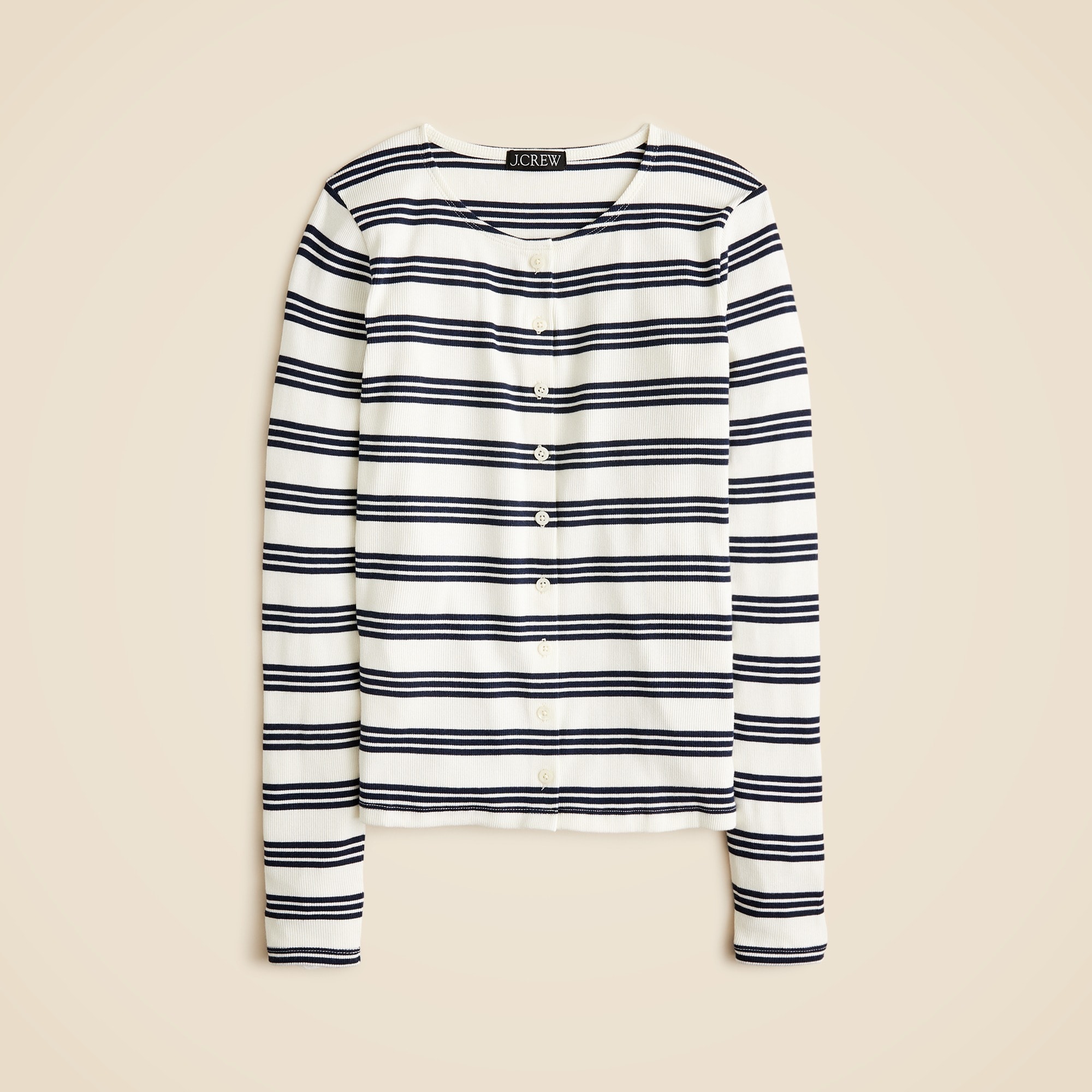 Fine Rib Knit Cardigan In Stripe For Women | J.Crew