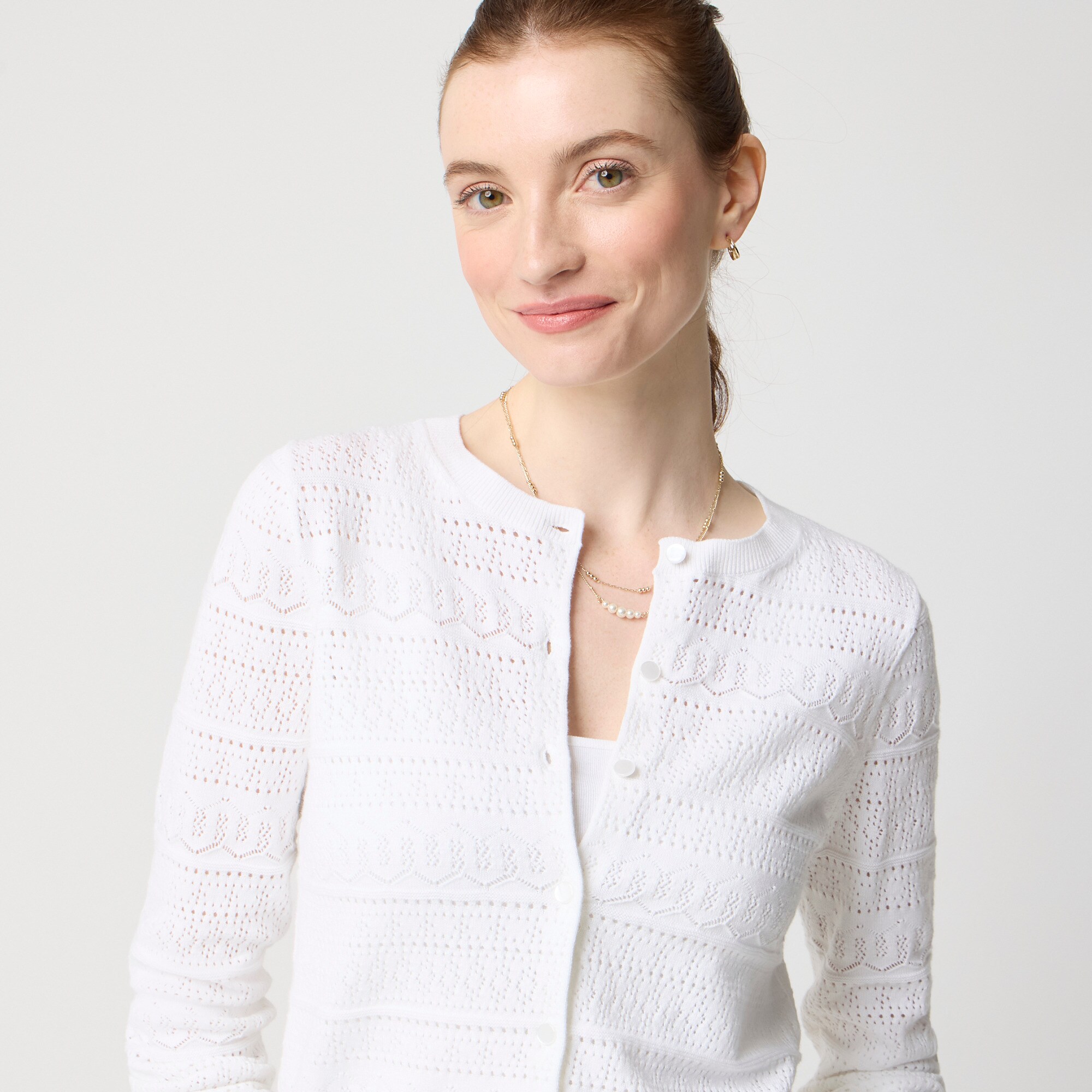 Pointelle cardigan sweater