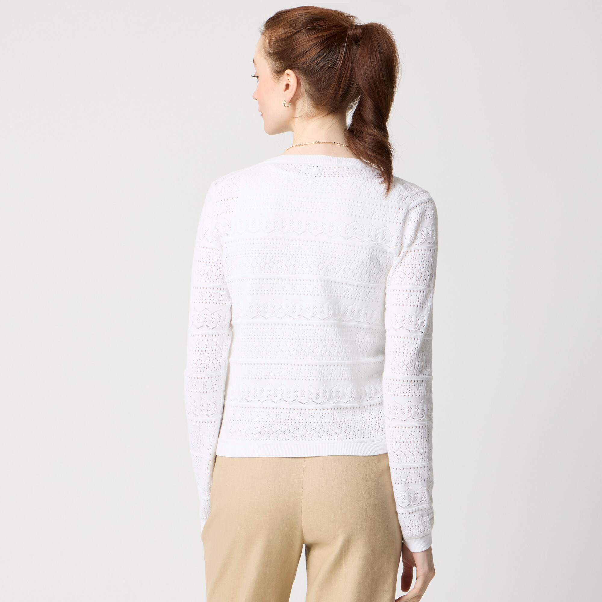 Pointelle cardigan sweater