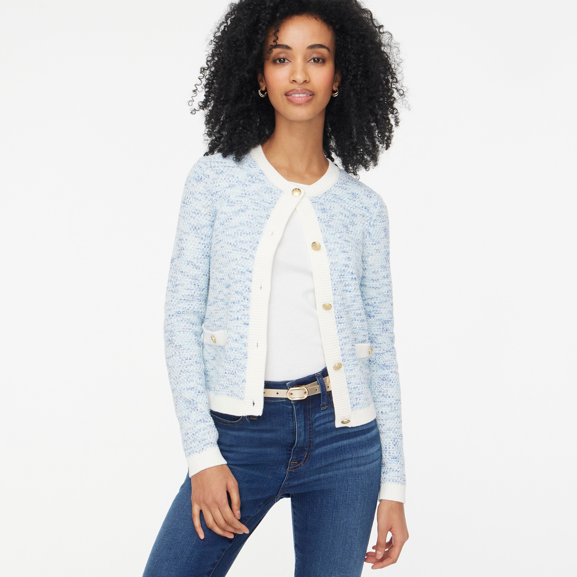 Stitched lady cardigan sweater