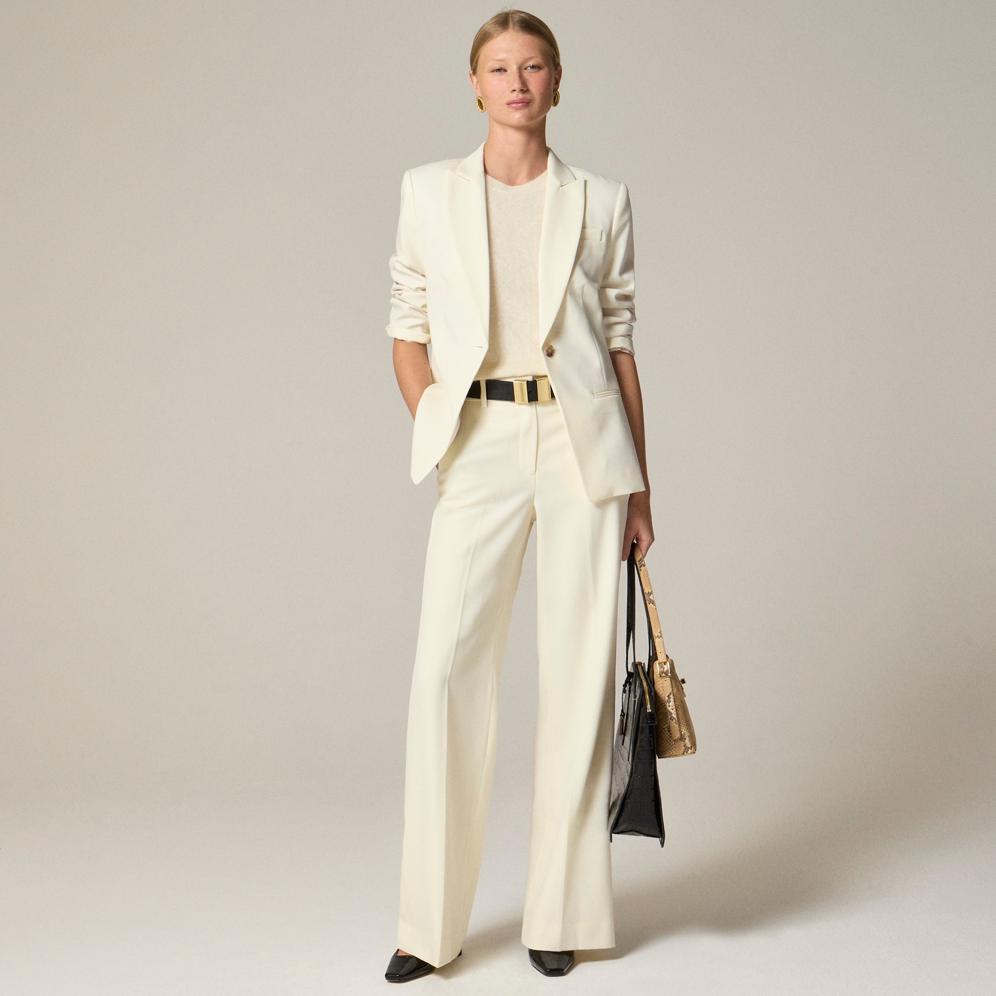 womens Petite Carolina pant in wool-blend twill