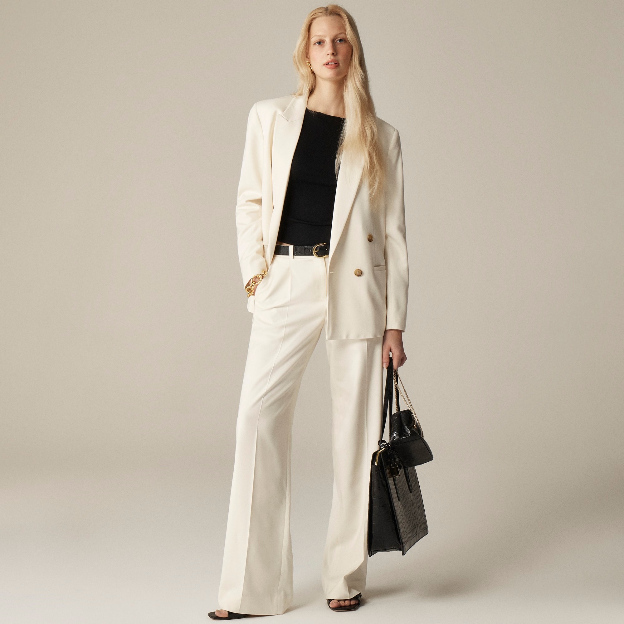 womens Lower-rise Essential wide-leg pant in city twill