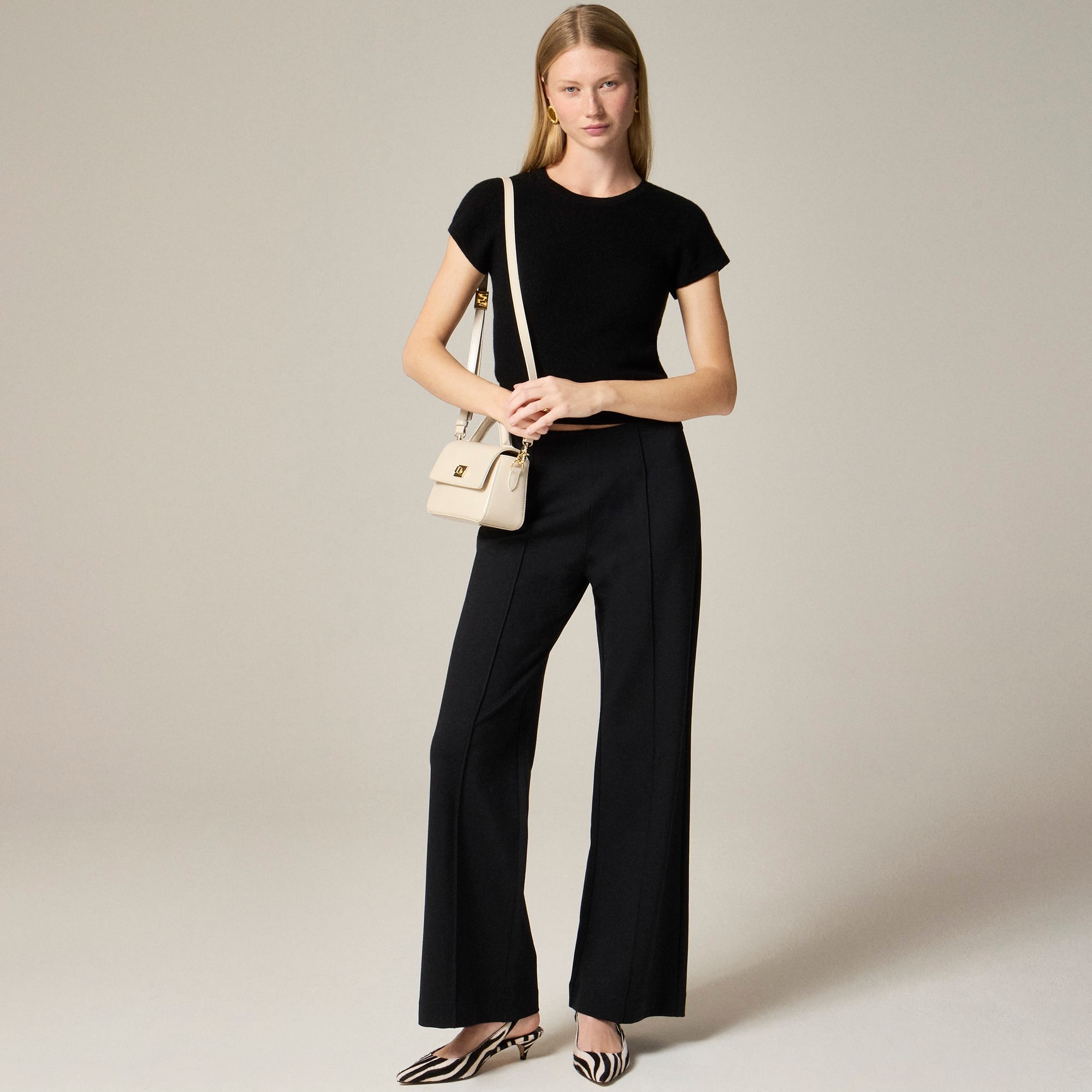 Wide-leg pant in stretch ponte