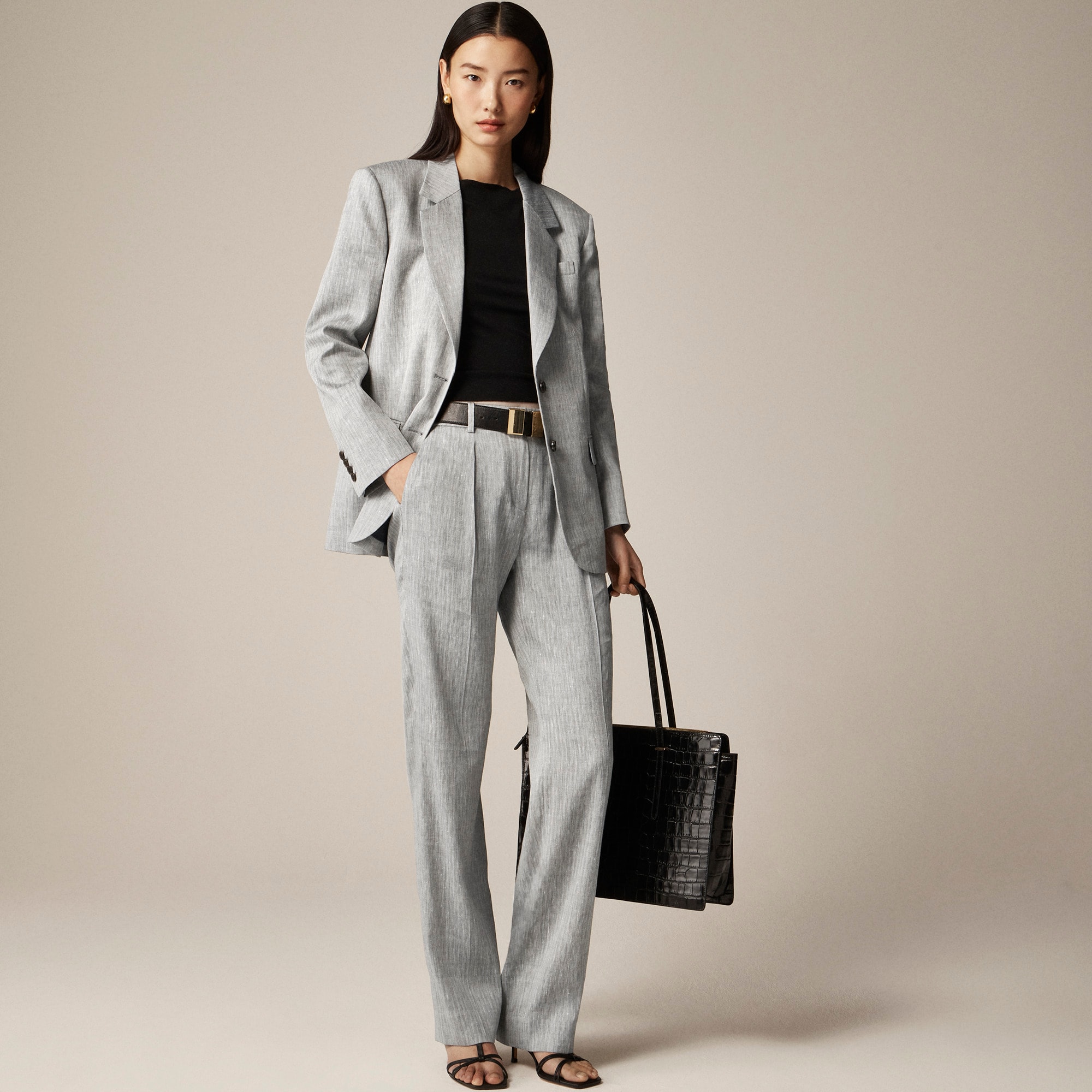 womens Portia pant in herringbone linen blend