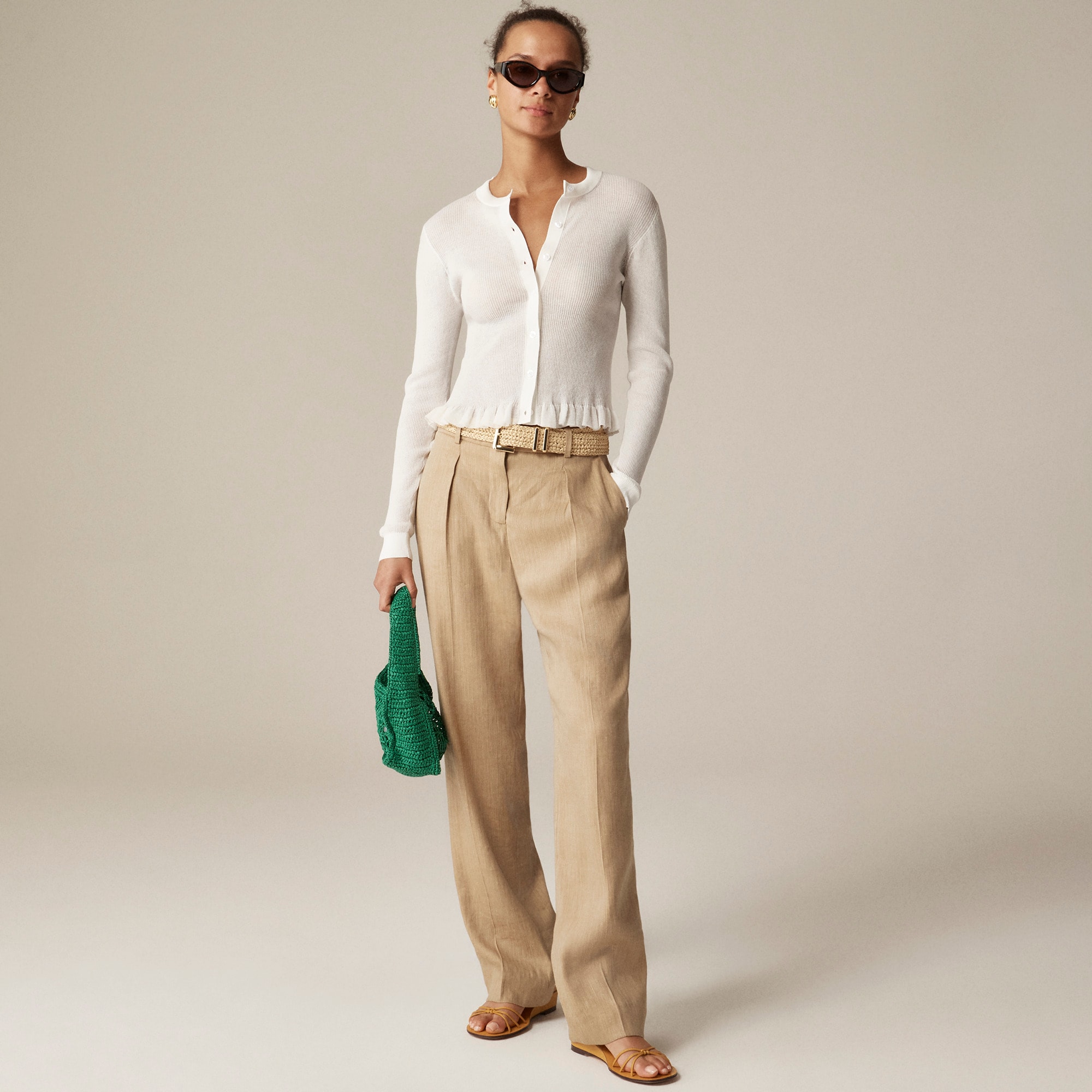 womens Portia pant in herringbone linen blend