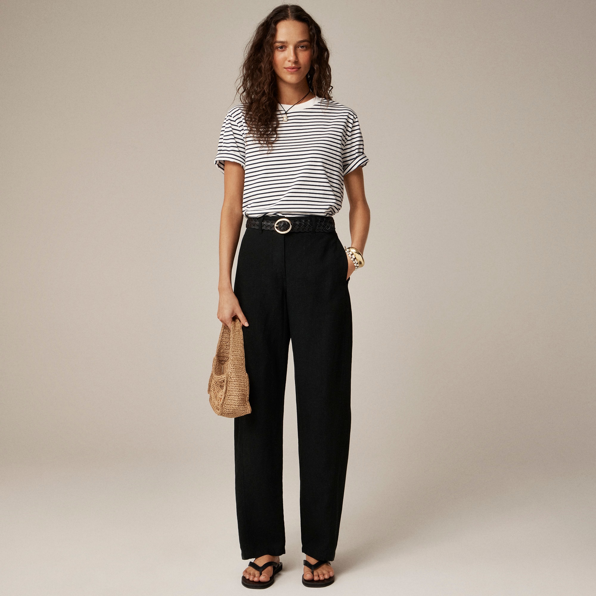 Relaxed barrel-leg pant in linen-TENCEL™ lyocell blend