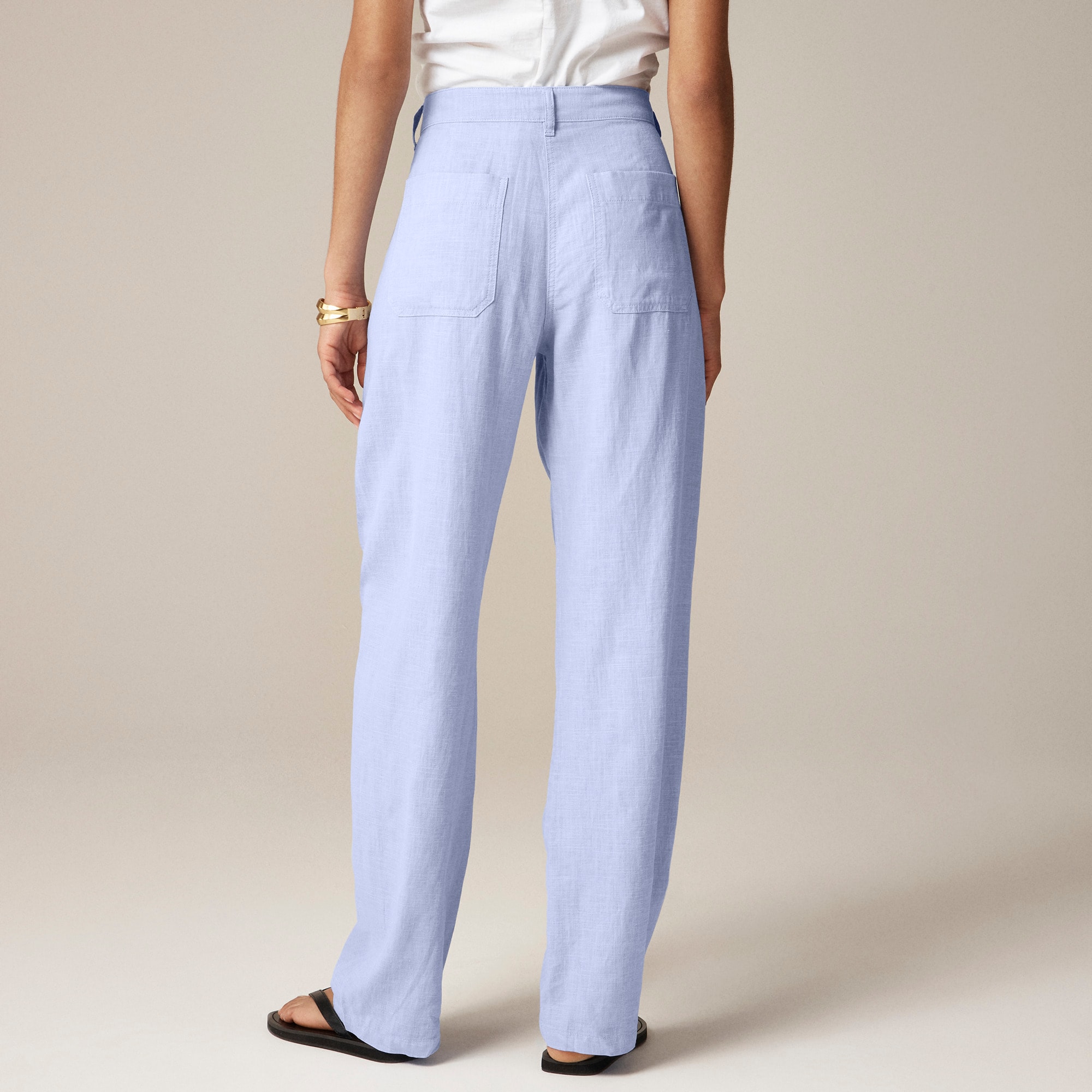 Relaxed barrel-leg pant in linen blend