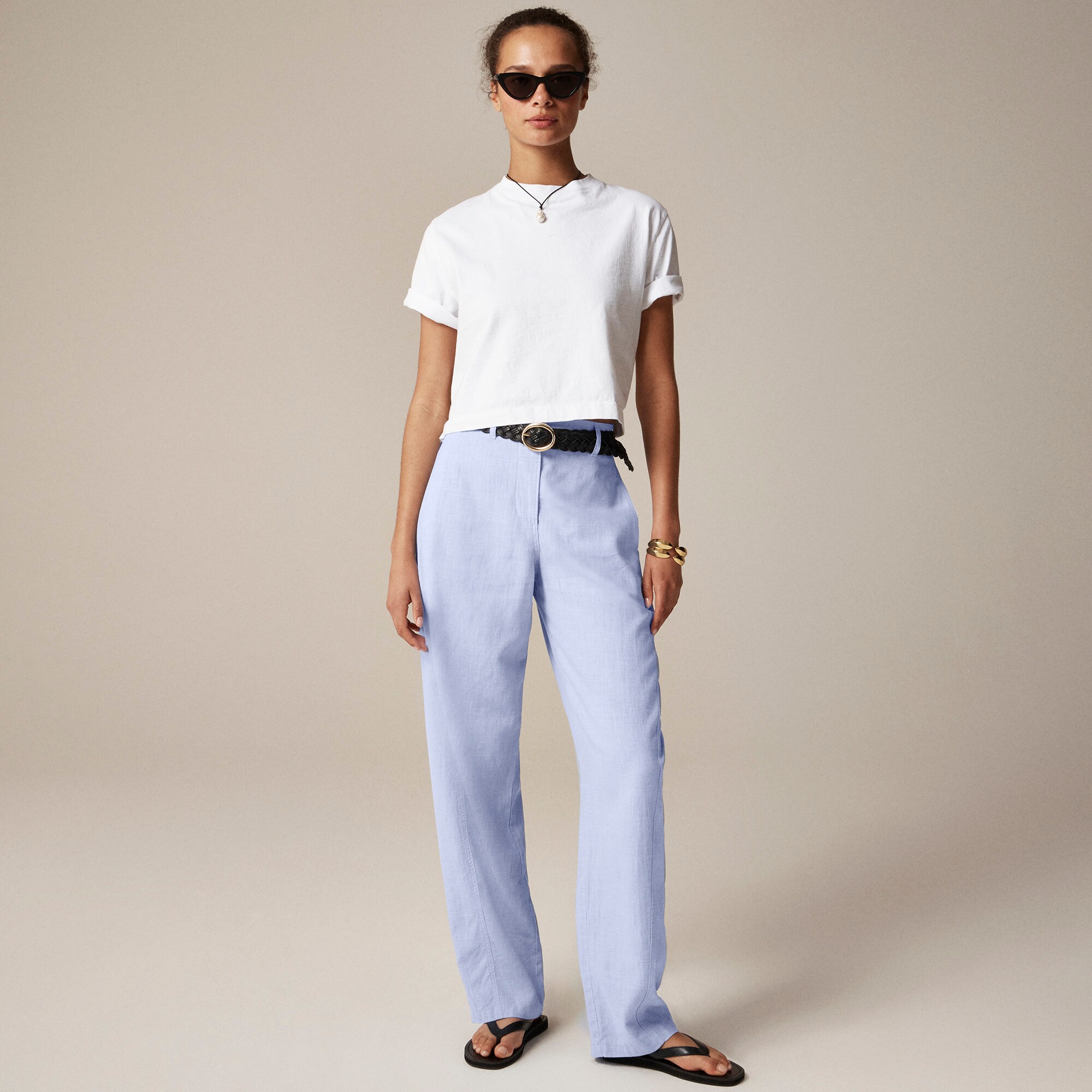  Relaxed barrel-leg pant in linen blend