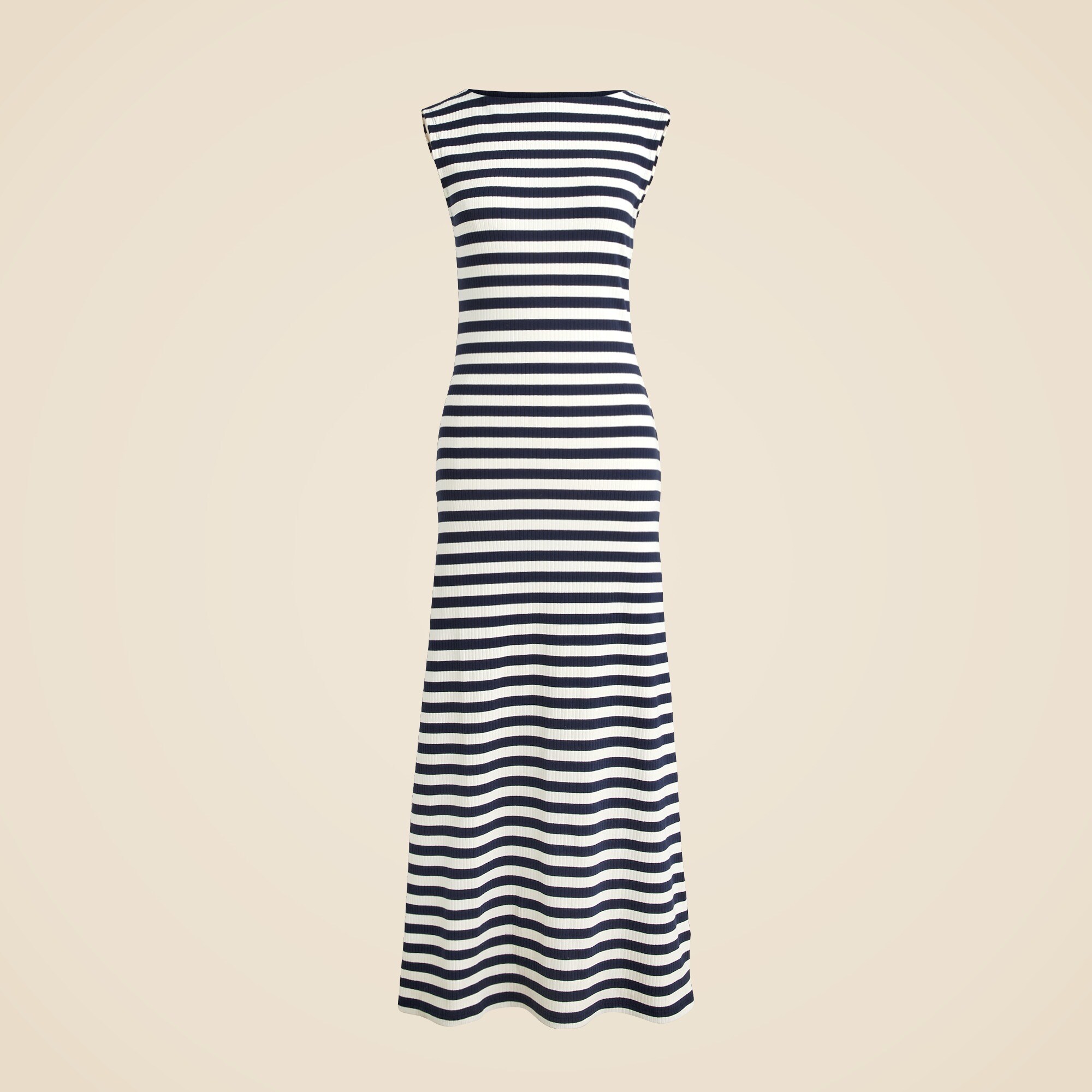Knit boatneck midi dress in stripe