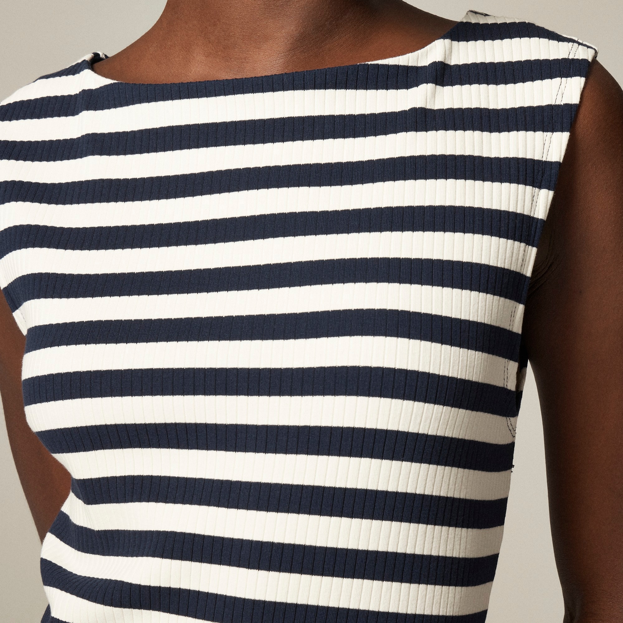 Knit boatneck midi dress in stripe