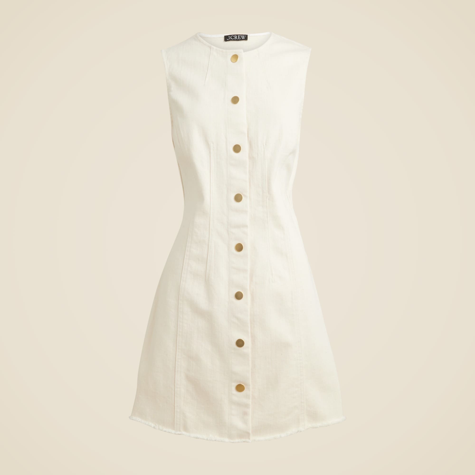 Seamed denim mini dress in ecru