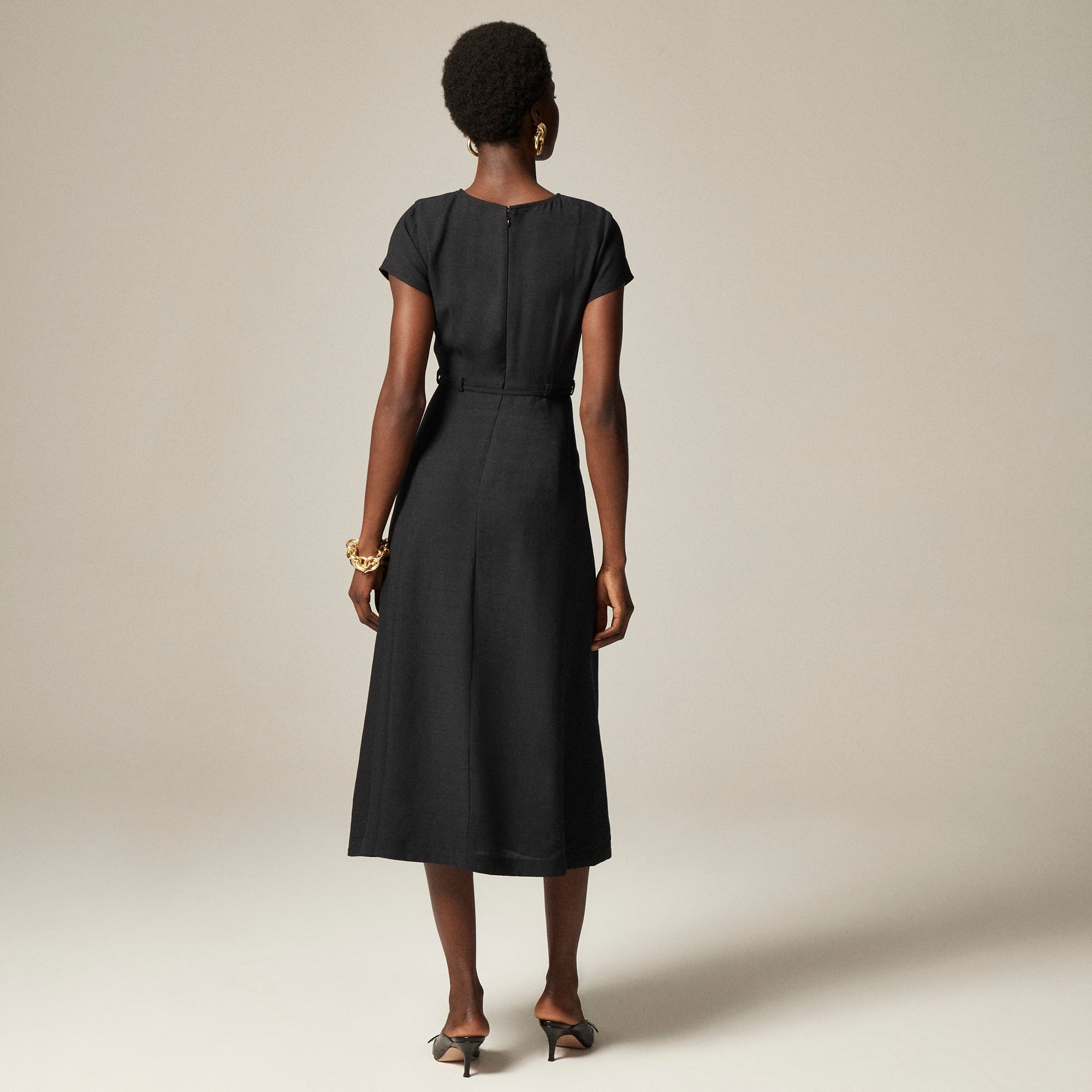 Corner-office dress in viscose canvas