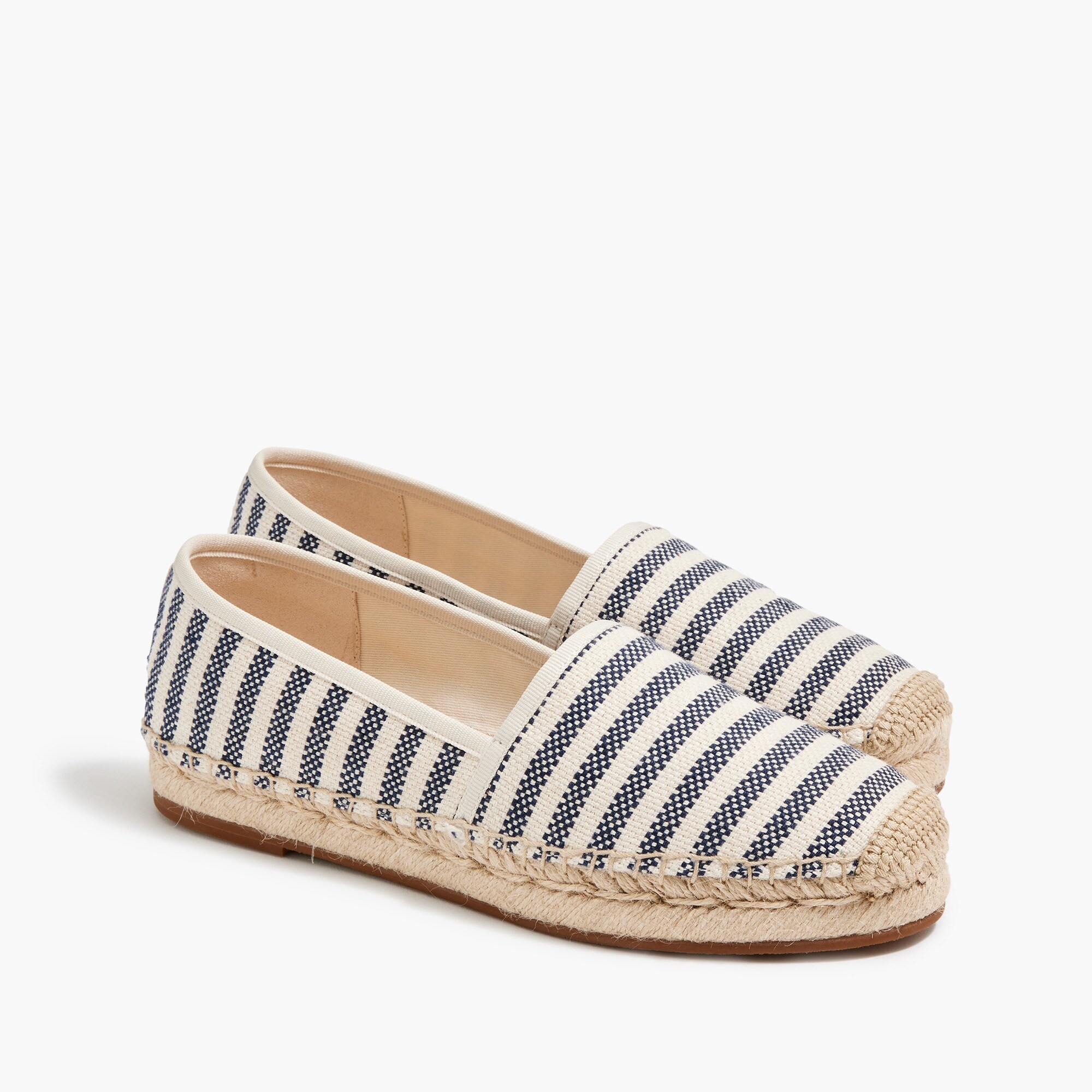striped canvas espadrille slip-on flats for women