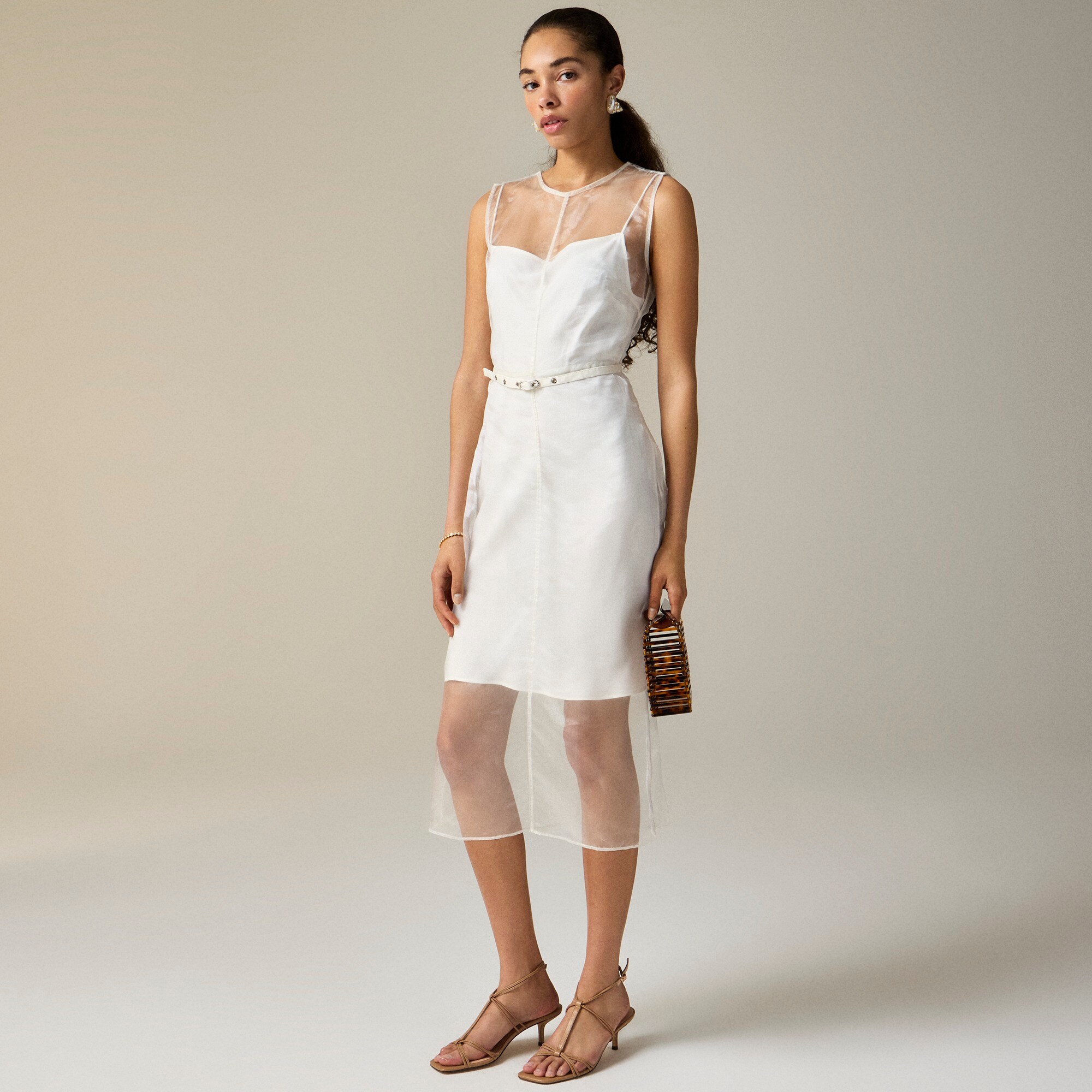 Collection layered shift dress in liquid organza