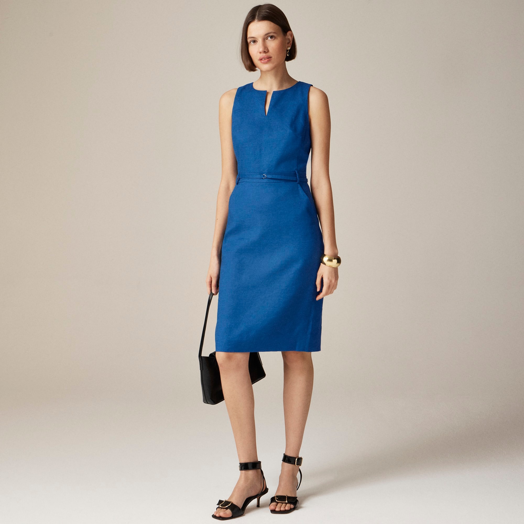 womens Simone dress in stretch linen blend