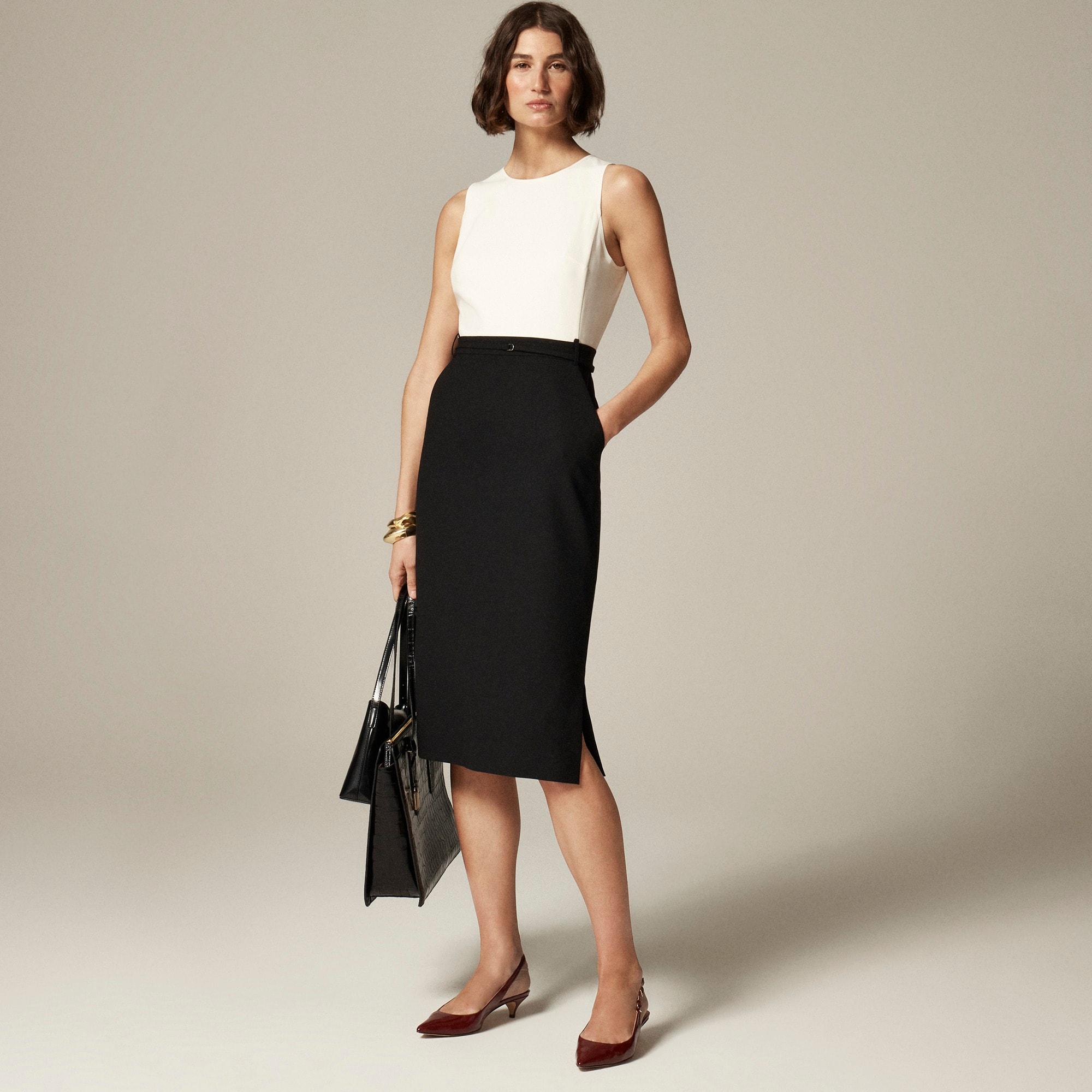 womens Simone dress in Italian stretch merino wool blend