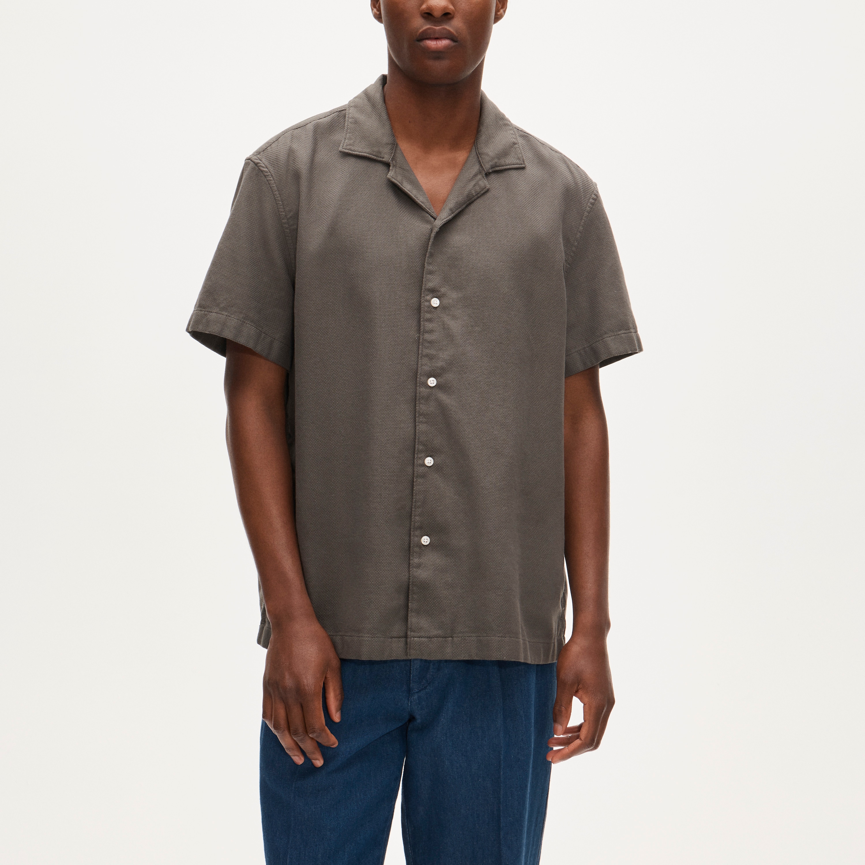 Short-sleeve Textured Cotton Camp-collar Shirt For Men | J.Crew