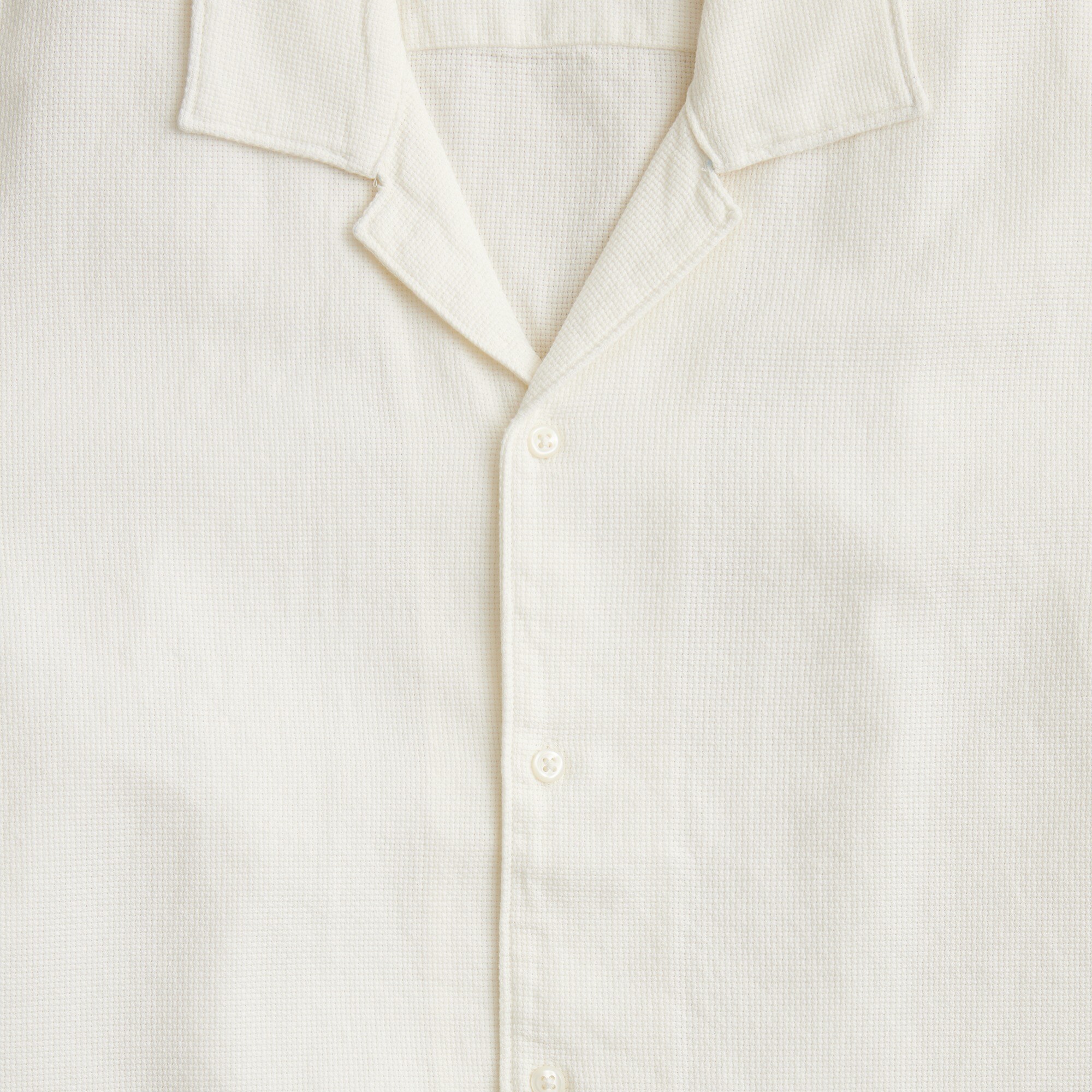 Short-sleeve textured cotton camp-collar shirt