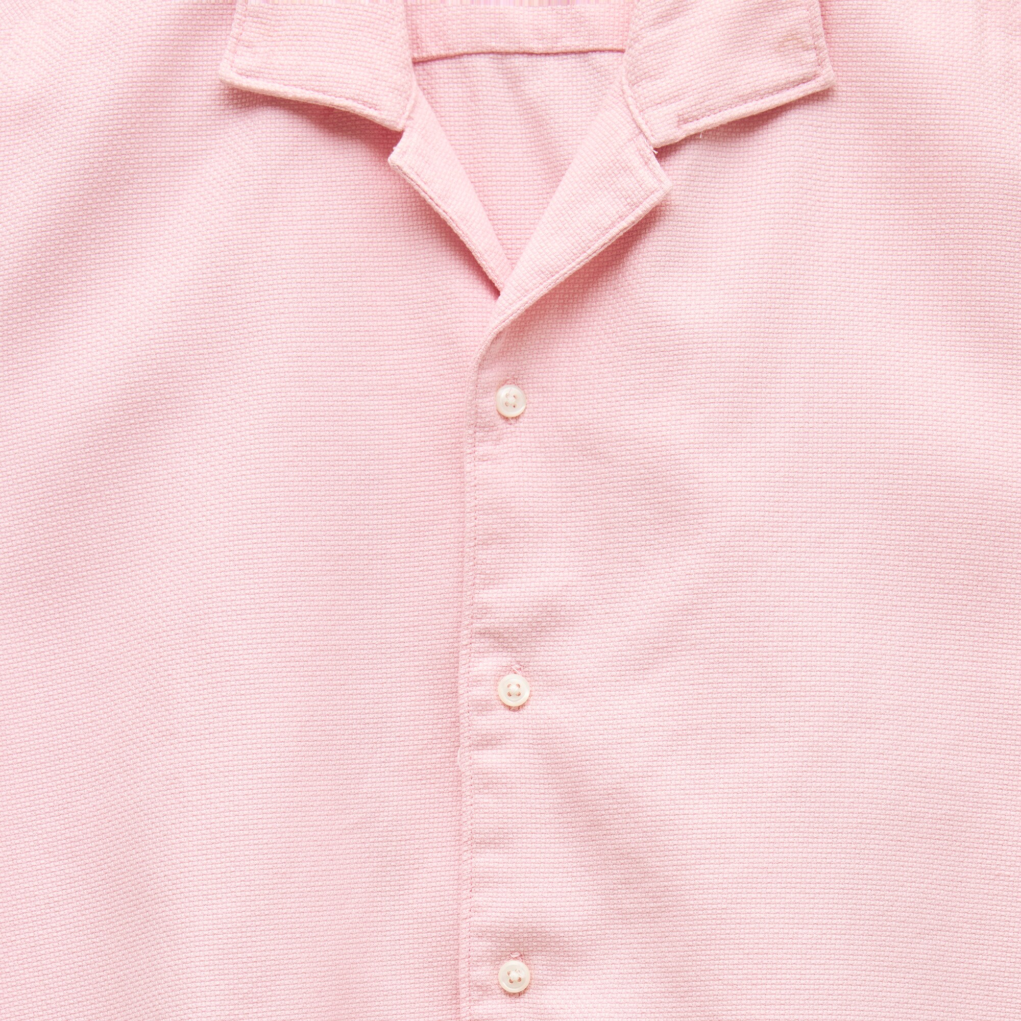 Short-sleeve textured cotton camp-collar shirt