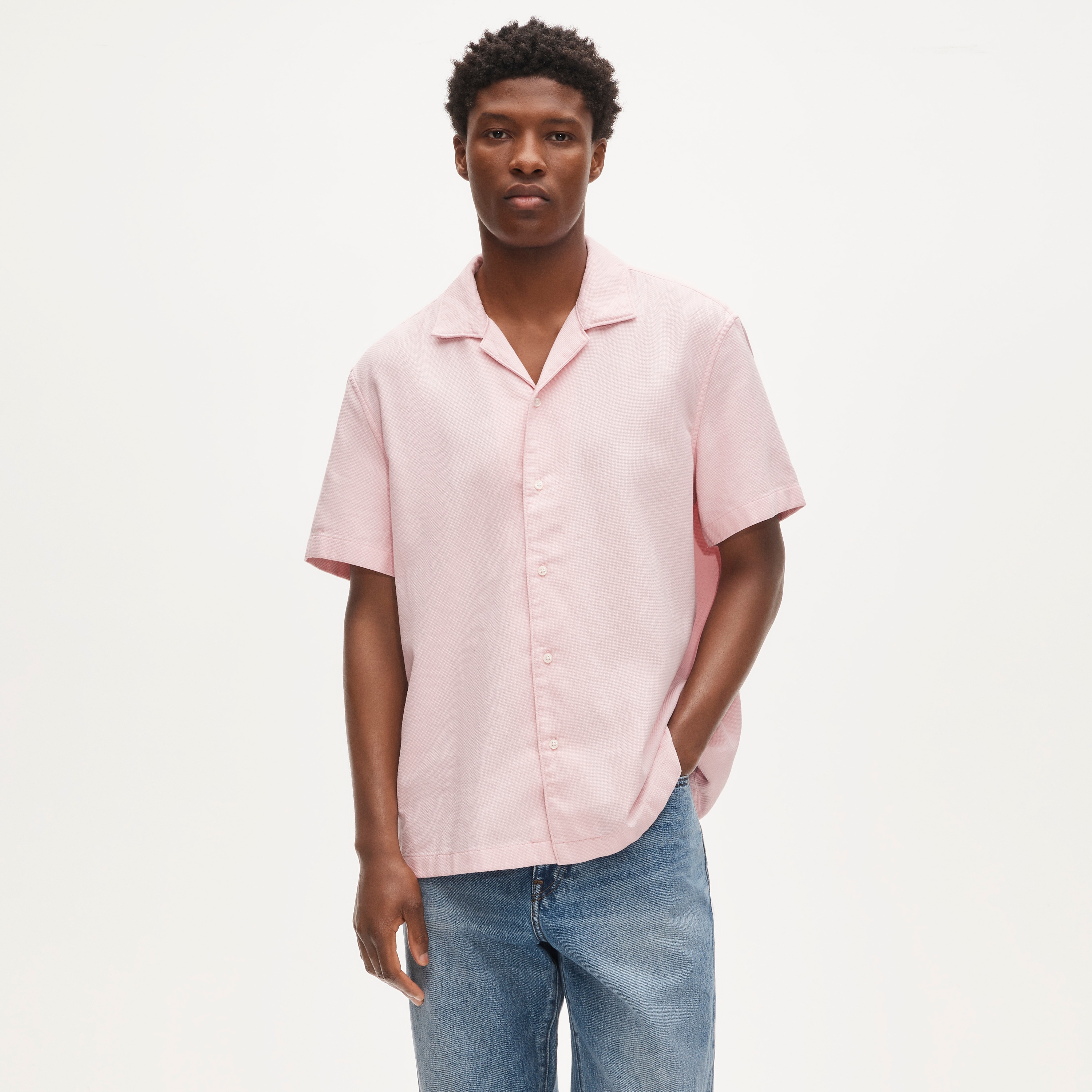 Short-sleeve Textured Cotton Camp-collar Shirt For Men | J.Crew