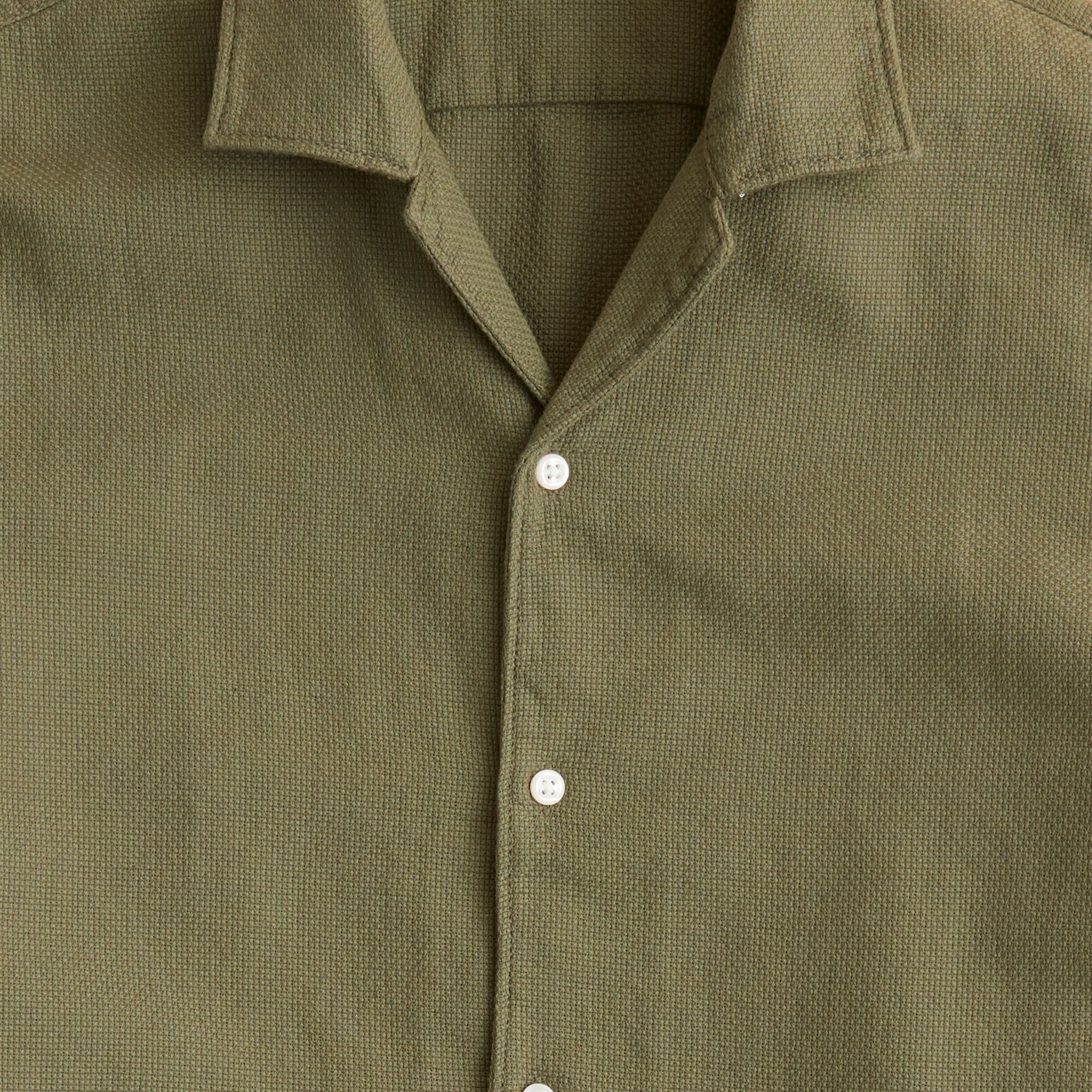 Short-sleeve textured cotton camp-collar shirt