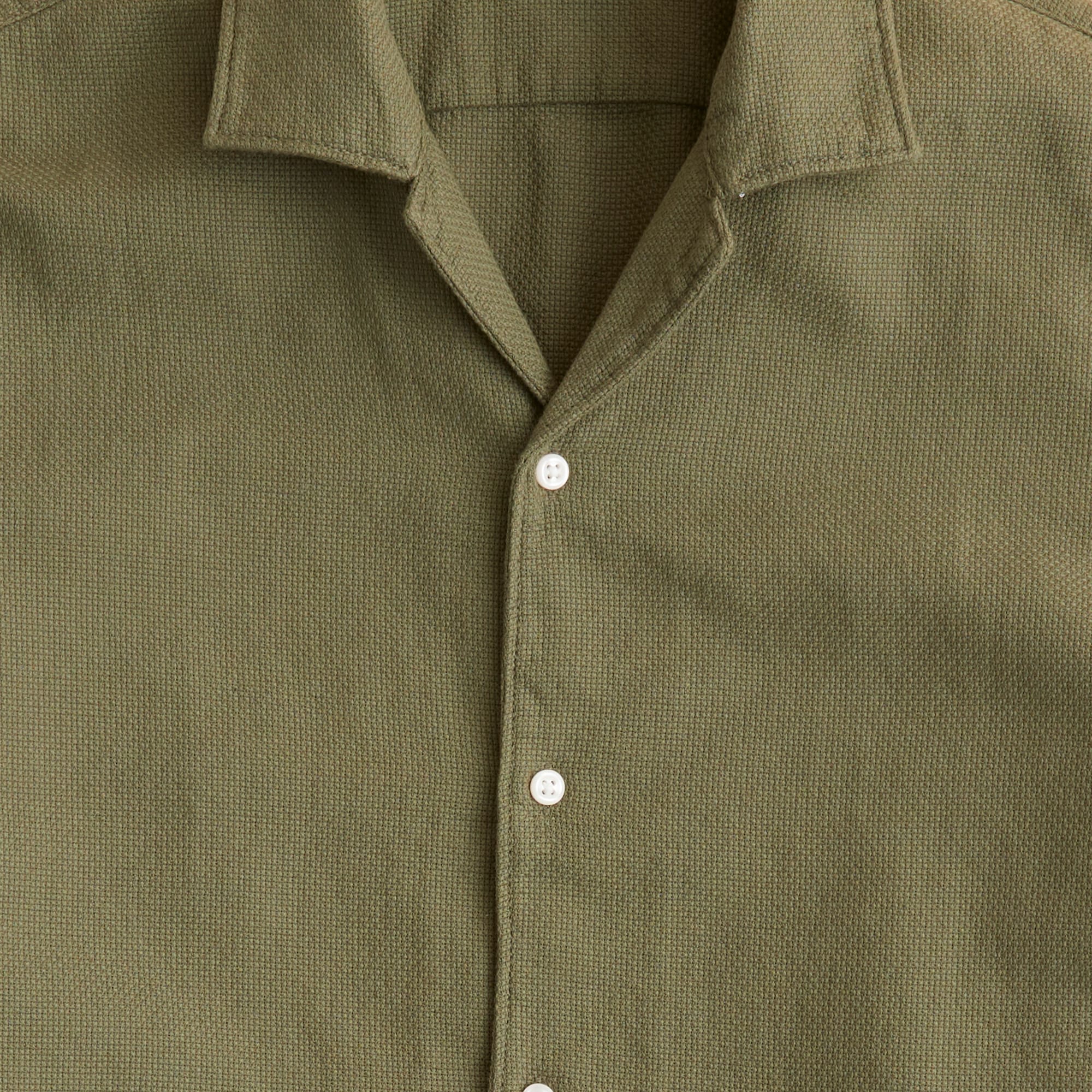 Short-sleeve textured cotton camp-collar shirt